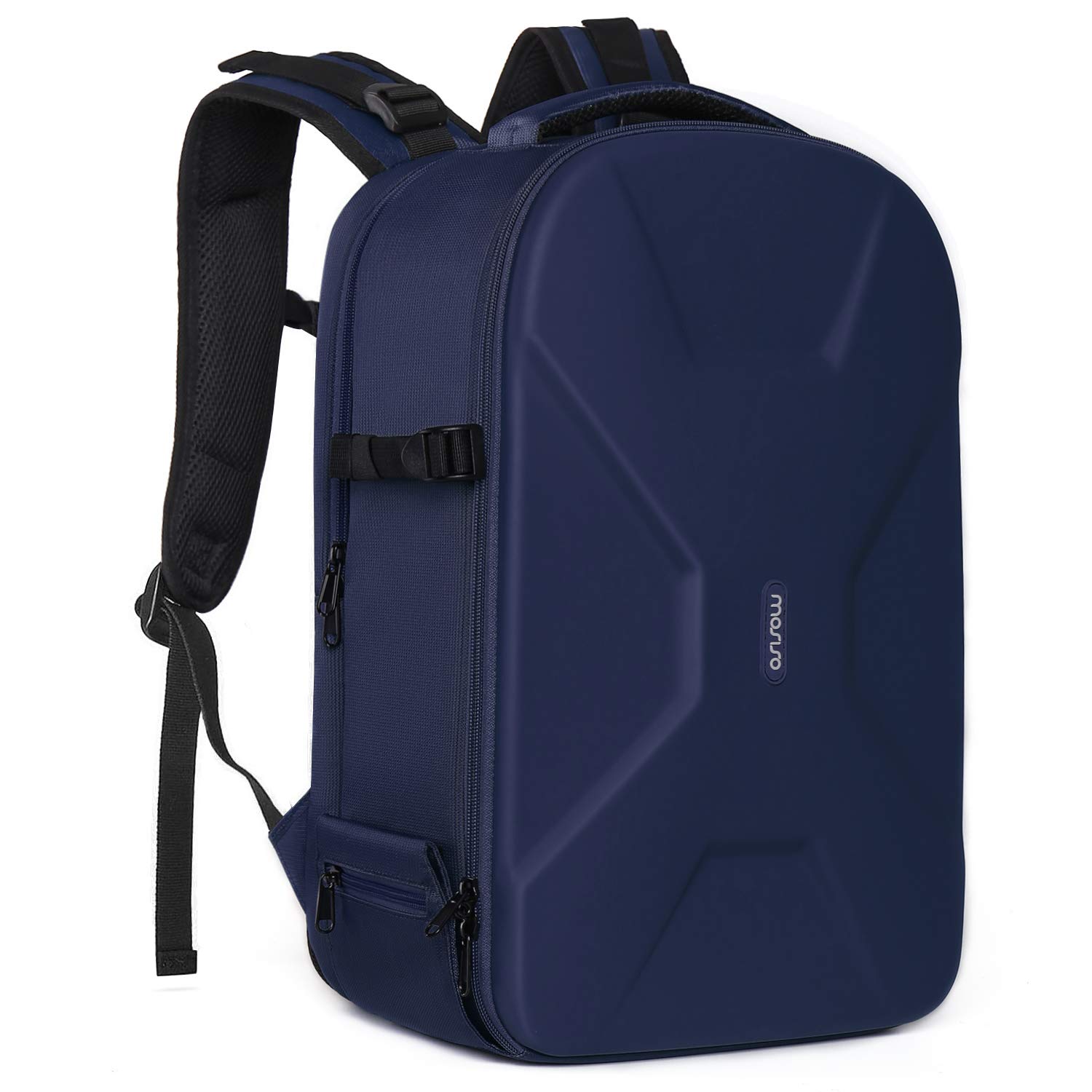 MOSISO カメラバックパック DSLR/SLR/ミラーレス、対応機種 Canon/Nikon/Sony 撮影用、保護 カメラバッグ 15-16 インチ 撥水 三脚 & ラップトップ コンパートメント付き ハードケース(ネイビー ブルー)
