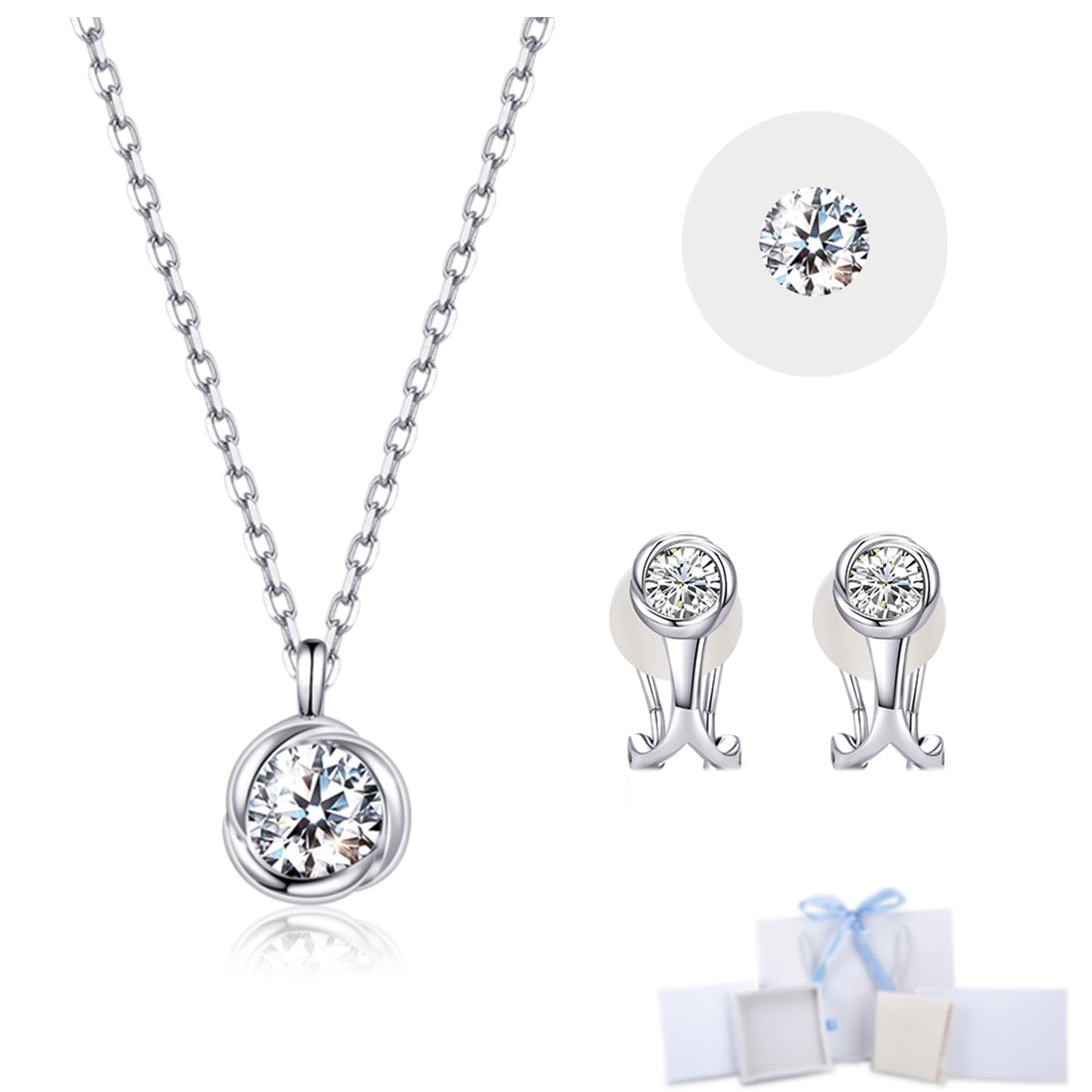 [Free bird] ネックレス レディース イヤリング セット 「バラのキッス」 最高級 5A ジルコニア ペンダント シルバー ホワイトデー 誕生日 記念日 母の日プレゼント人気 女性 ジュエリー
