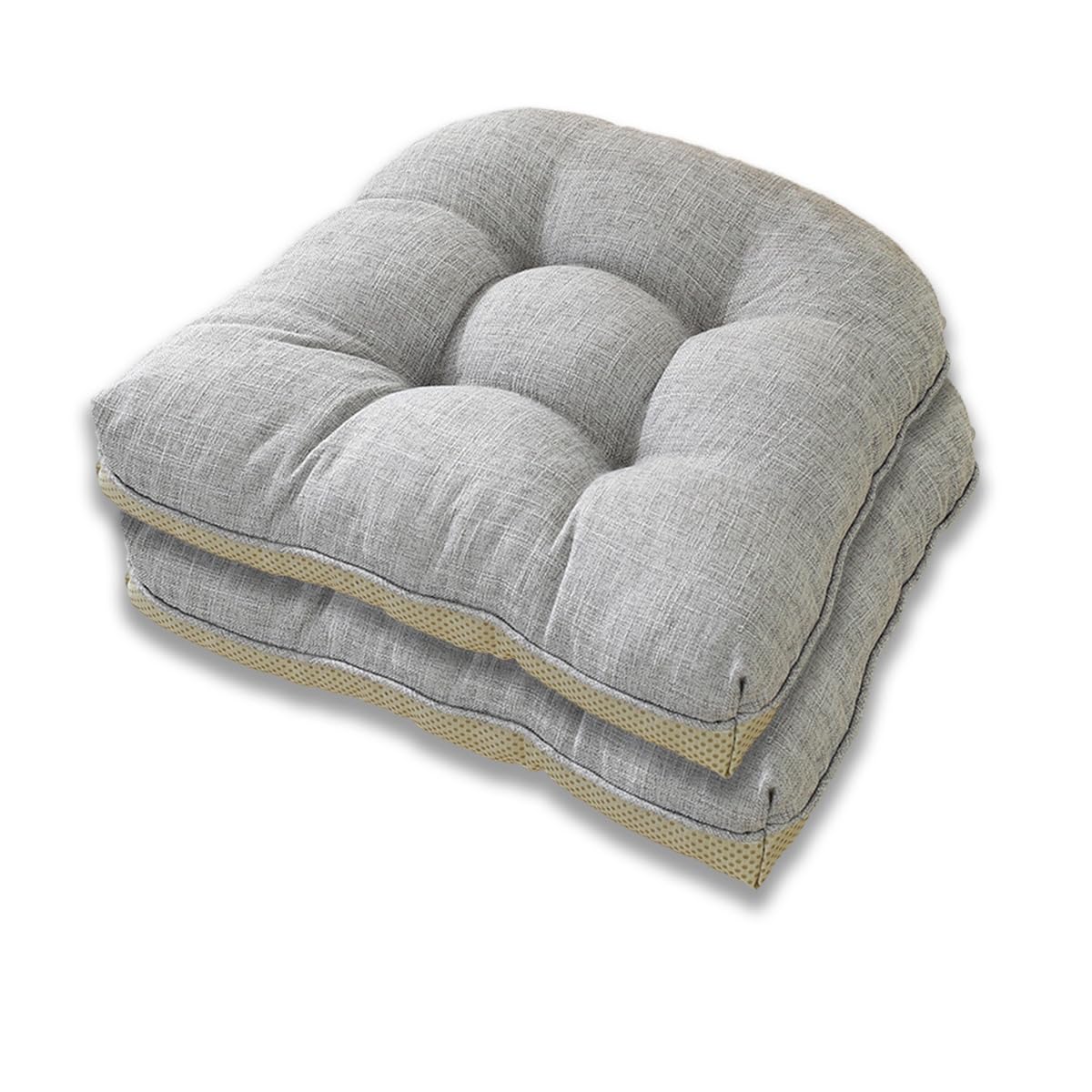 Aikenn 座布団 綿と麻 椅子用クッション チェアクッション フロアクッション 厚め 厚め9cm 方形 高反発..