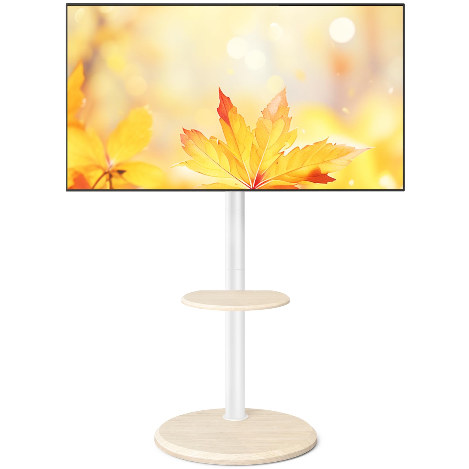 Low Board - Rfiver テレビスタンド 隠しキャスター付き tvスタンド 32-65インチ対応 耐荷重40KG 壁寄せ テレビスタンド 白 テレビ台 移動式 vesa400*400mm 丸形ベース 高さや角度調節可能 家用 業務用 展示用