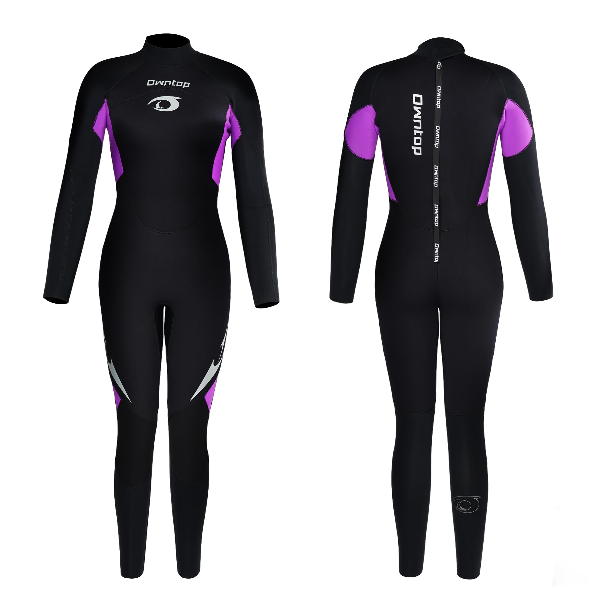 Owntop ウェットスーツ 5mmネオプレン フルスーツ - メンズ ストレッチ UVカット ダイビング スーツ バックジッパー 保温 ワンピース 水着 サーフィン マリンスポーツ、ブルー L