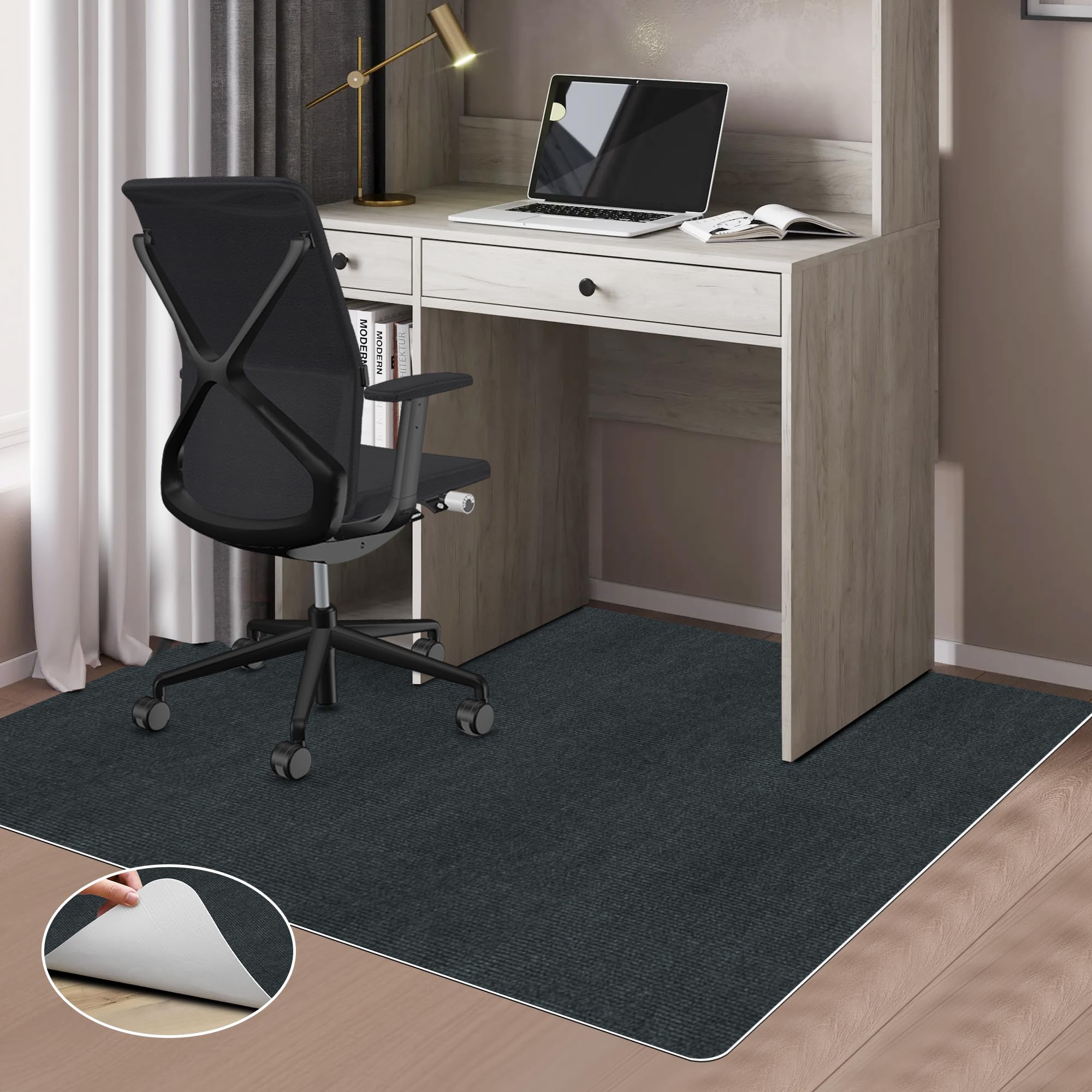 Rakuten - チェアマット フロアマット 床保護マット HAODEMI 140*100cm 厚さ4mm TPRカーペット 滑り止め 丸洗い可能 椅子の下に敷くマットキズ防止 多機能 ずれない お手入れ簡単 畳保護 一年保証（ブラック）