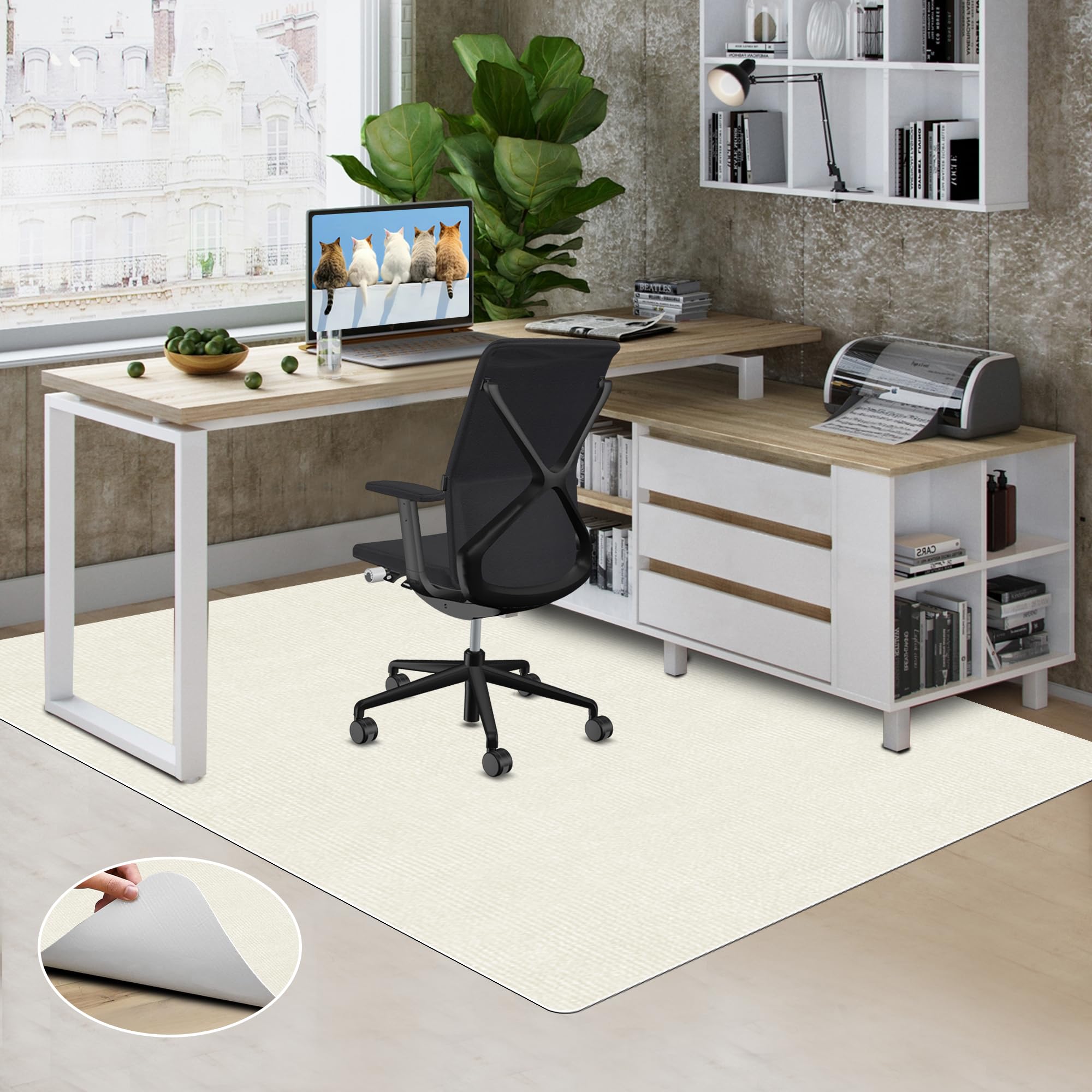 Rakuten - チェアマット フロアマット 床保護マット HAODEMI 180*140cm 厚さ4mm TPRカーペット 滑り止め 丸洗い可能 椅子の下に敷くマットキズ防止 多機能 ずれない お手入れ簡単 畳保護 一年保証（ホワイト）