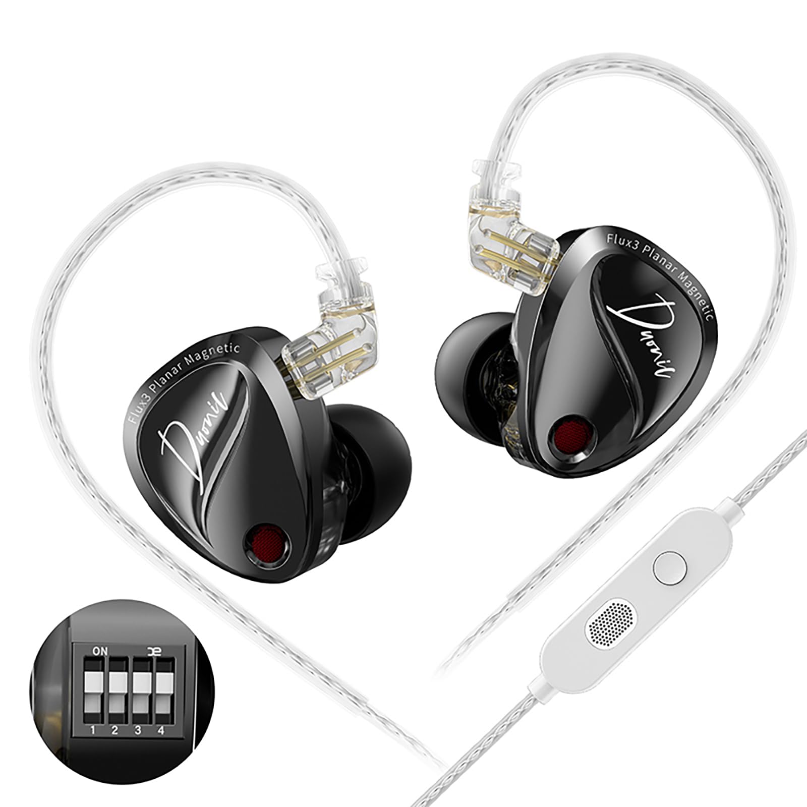 Linsoul KZ Duonic ハイブリッド型ハイエンドHiFi耳掛け式イヤフォン 3マグネット平面磁気ドライバー 超ロングエクスカーション設計のFlux3ドライバー 精密なサウンドポジショニングを実現 高精度なプロフェッショナル電子フィルターが内蔵