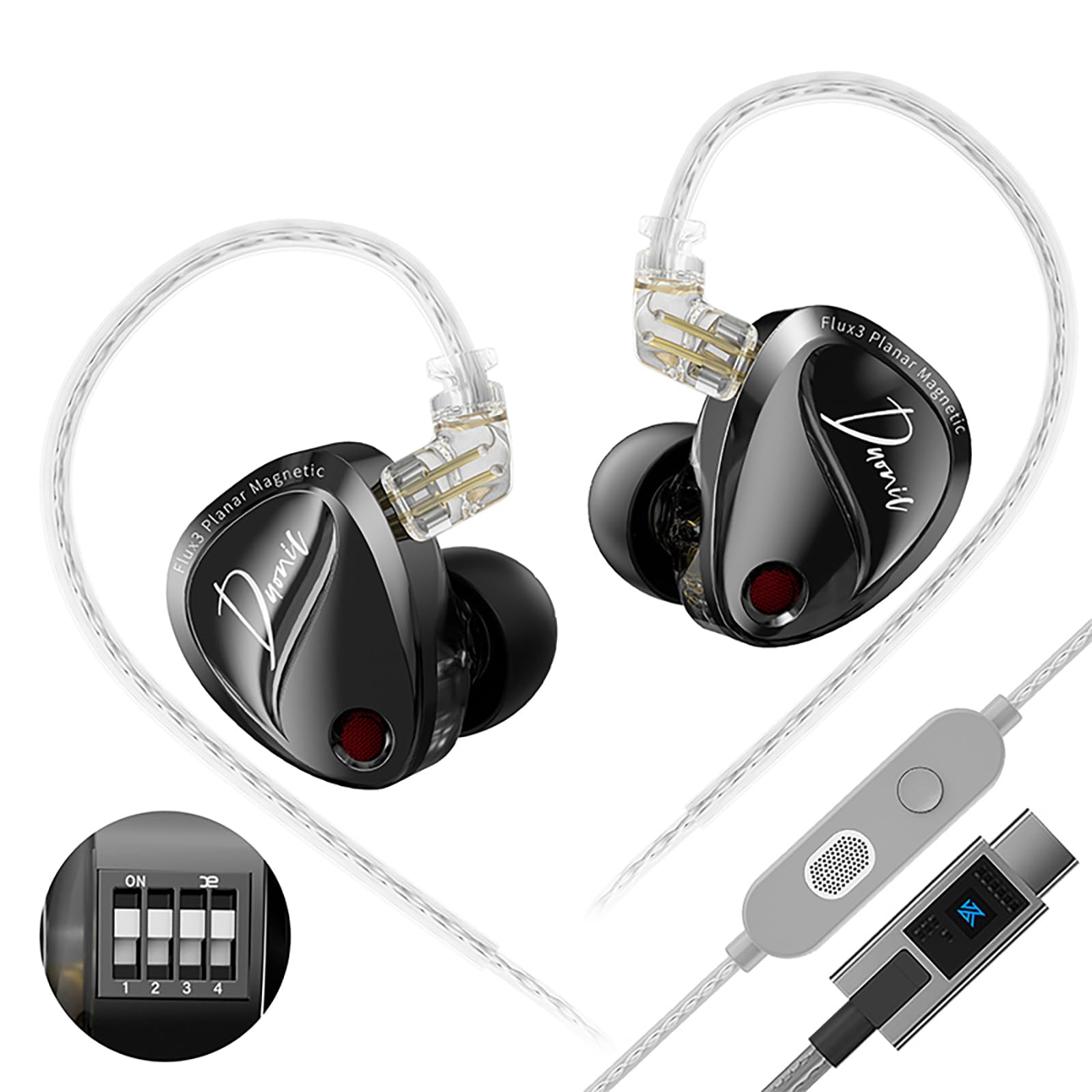 Linsoul KZ Duonic ハイブリッド型ハイエンドHiFi耳掛け式イヤフォン 3マグネット平面磁気ドライバー 超ロングエクスカーション設計のFlux3ドライバー 精密なサウンドポジショニングを実現 高精度なプロフェッショナル電子フィルターが内蔵