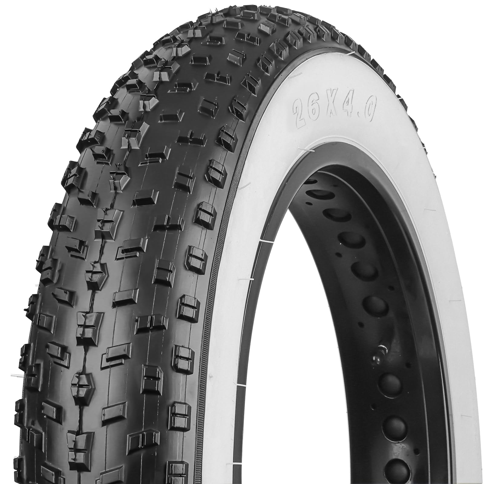 Rakuten - MOHEGIA ファットタイヤ: 26 x 4.0インチ ファットバイクタイヤ - 折りたたみビードの電動自転車タイヤ - 広いマウンテンスノーバイクに対応 - しろい