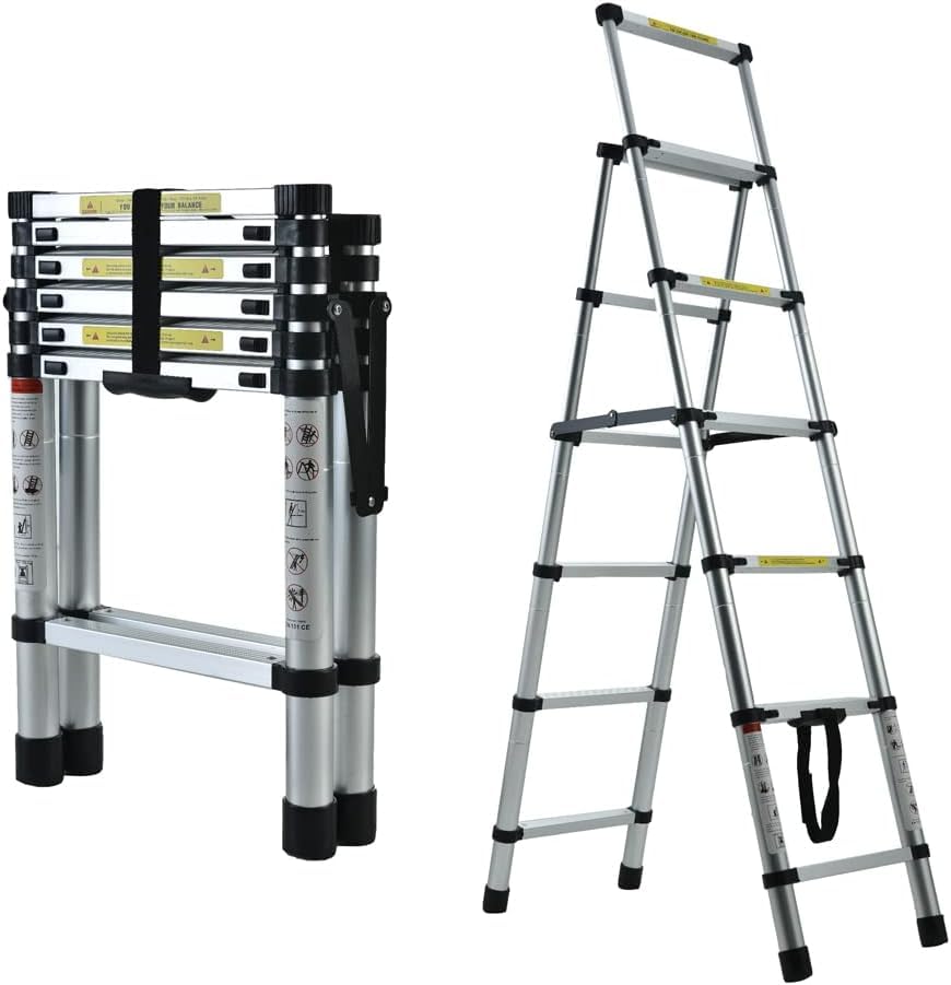 DayPlus 伸縮脚立はしご 最長1.7m 4段+5段 兼用脚立 踏み台 折りたたみ 折り畳み 伸縮アルミはしご 持..