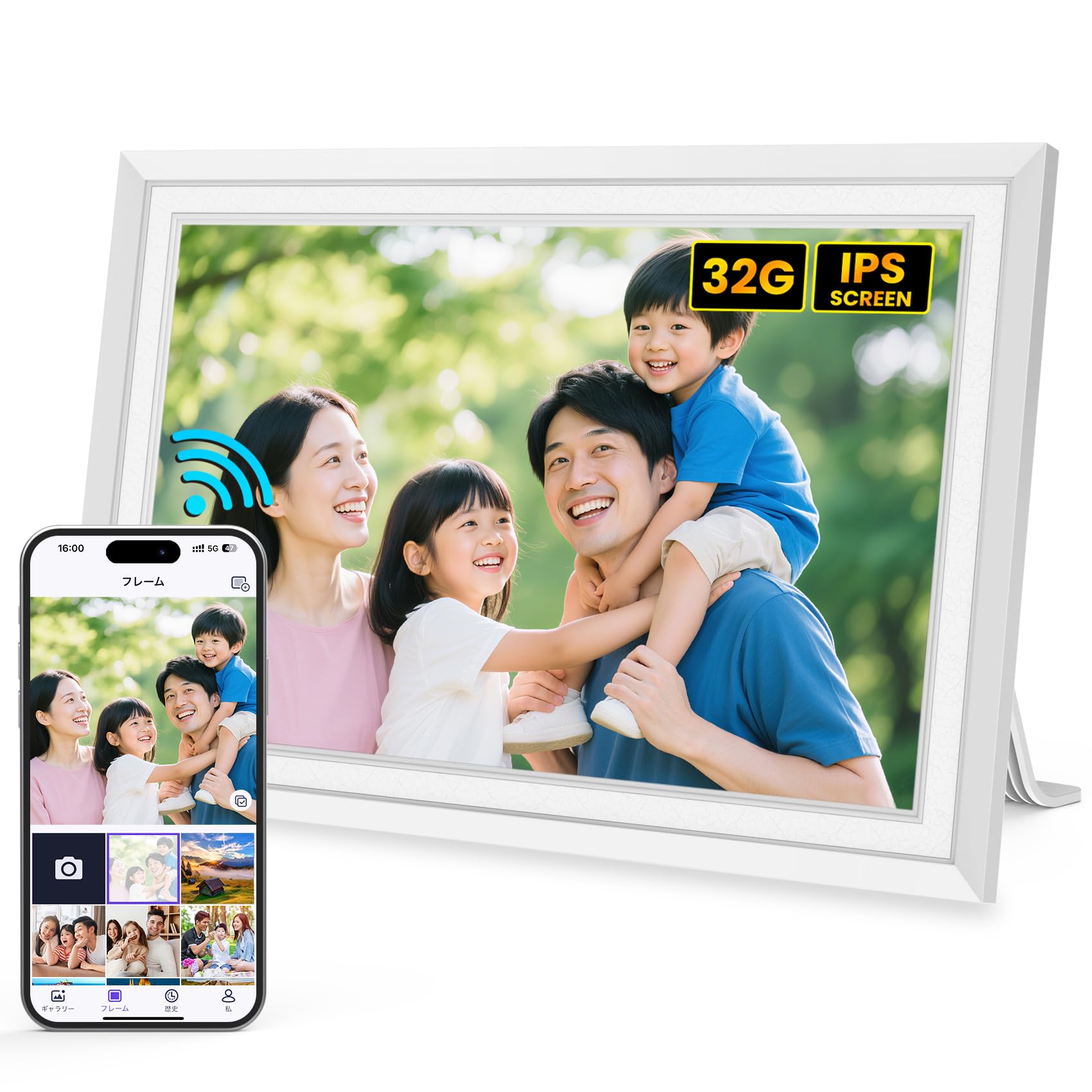 FANGOR デジタルフォトフレーム 10.1インチ IPSタッチスクリーン Wi-Fi機能付き 32GBメモリー内蔵 SDカード対応 1280×800解像度 ...