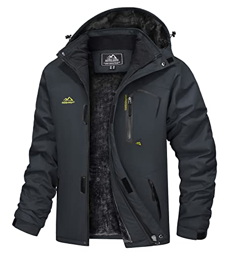 [MAGCOMSEN] マウンテンパーカー メンズ 冬 防寒ジャンパー 撥水 バイク スキーウエア アウトドア 登山アウター フード着脱可能 ダークグレー CN 6XL=日本サイズ3XL