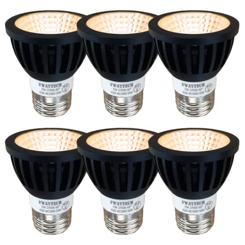 Rakuten - Fwaytech led スポット e26 調光器対応 レフランプLED 7W LEDハロゲン電球60W?75W相当 ダクトレールLEDスポットライト 密閉器具対応 6個セット (電球色相当(2700K), 本体黒 (広角60度) E26口金 調光対応)