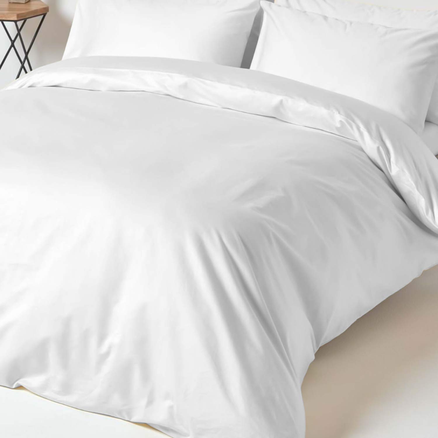 Pizuna 掛け布団4点セット セミダブル400スレッドカウント 梳毛ロングステープル綿100％サテン織り洗濯機で洗えるキルト・カラーセット - 掛け布団カバー1枚（170cmx210cm）＋フィットシーツ1枚（120cmx200cm＋マチ30cm）＋枕