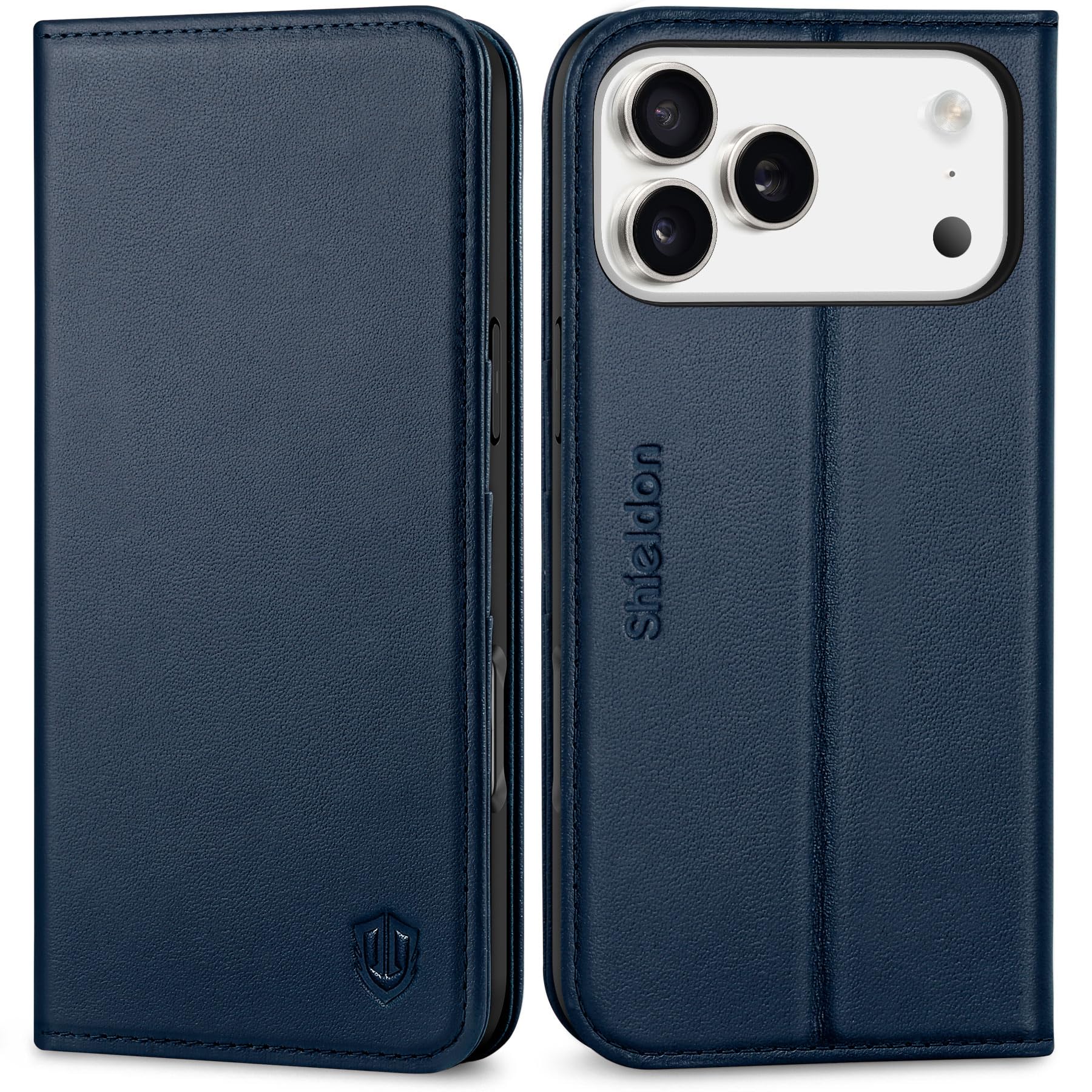 SHIELDON iPhone 17ProMax 対応 手帳型ケース 本革レザー 6.9インチ 5G TPU素材 カード収納 [RFIDブロッキング] 横置きスタンド機能 マグネット内蔵 ストラップ穴付き 衝撃吸収 あいふぉん 17プロマックス 対応 スマ