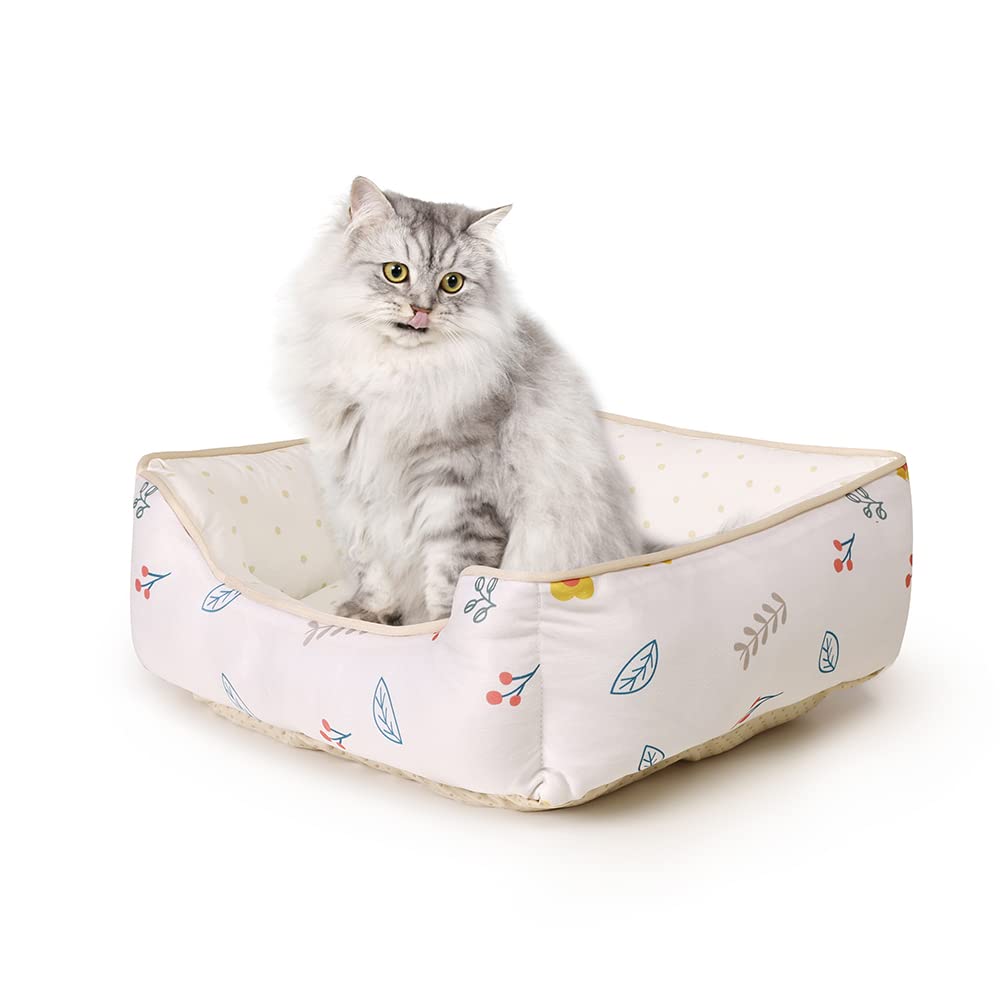 Rakuten - JEMA 猫 ベッド 夏用 犬 ペットベッド 接触冷感 ひんやり クッション 洗える 長方形 50x40x13cm ペットべっと 犬用ソファー 花柄