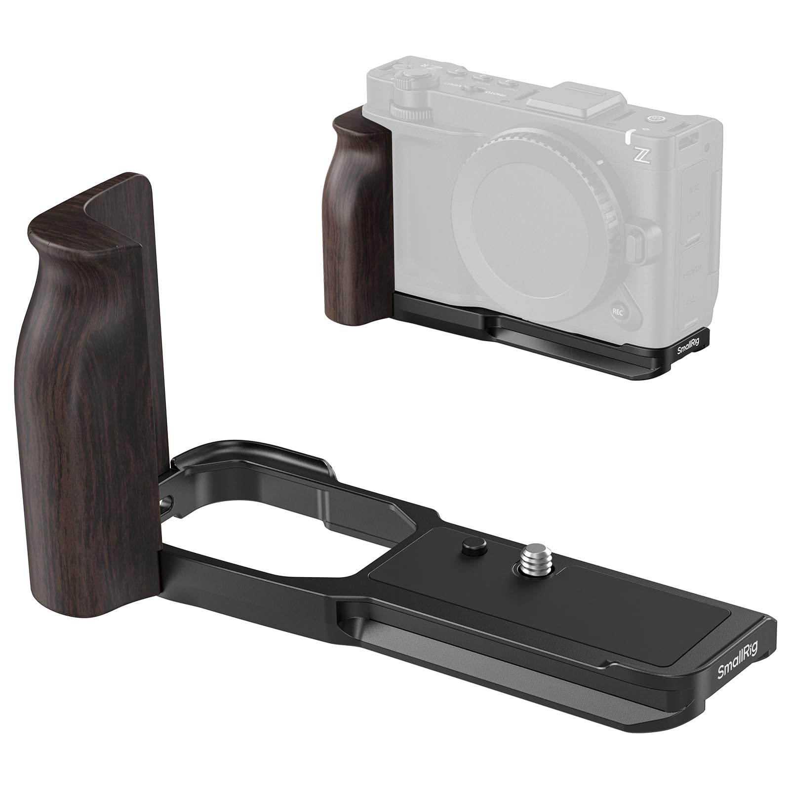 SMALLRIG L字型ハンドル Nikon ZR用 人間工学に基づいた木製グリップ付き 1/4インチ 3/8インチのネジ穴付き Arca用QRプレート 三脚にクイックスイッチ付き DJI RS 2/3 Pro / 4 Pro/RSC 2 ジンバル用 -