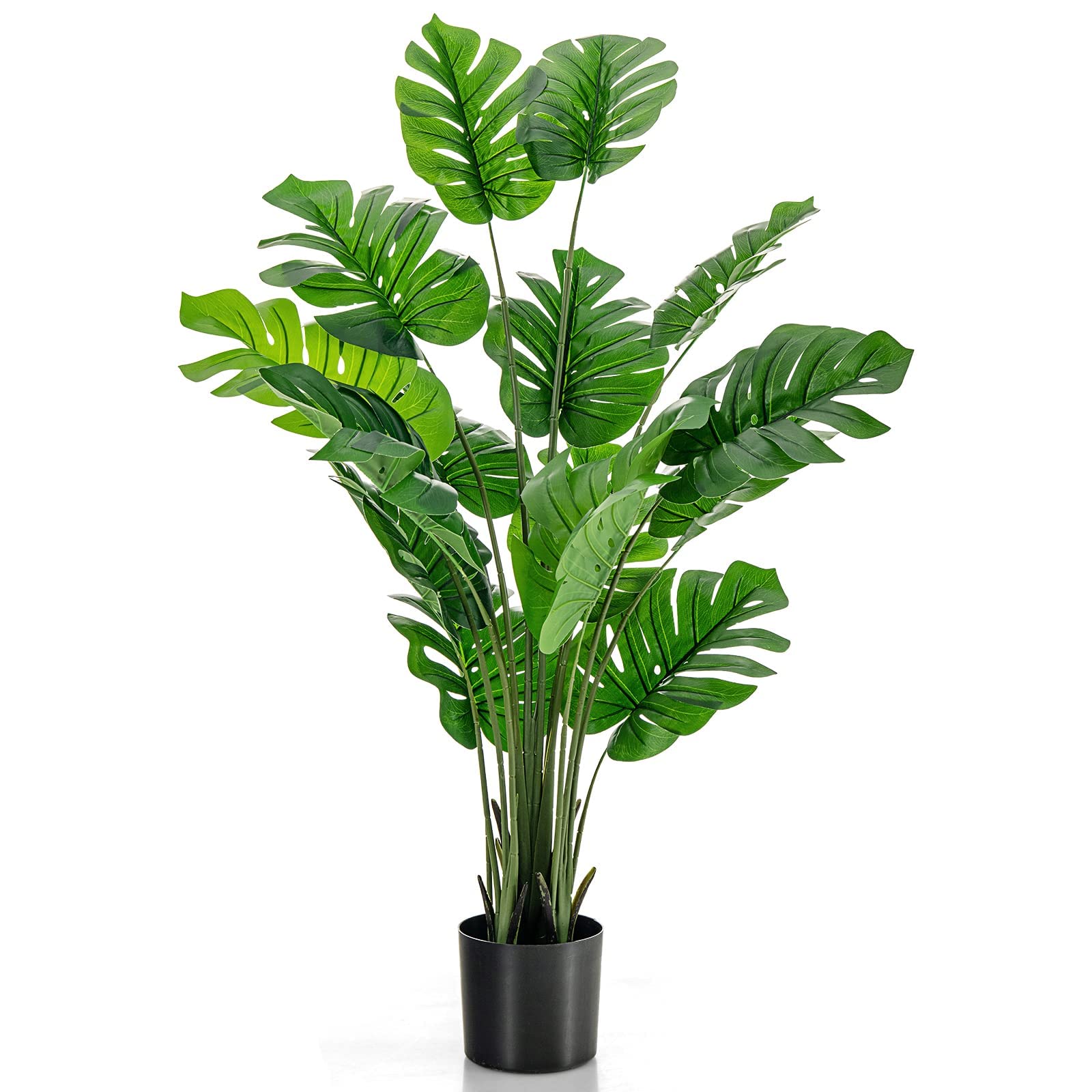 TANGKULA 人工 観葉植物 フェイク 150cm 1本 モンステラ フェイクグリーン 大型 造花 光触媒 インテリア 室内 屋外 フェイク植物 人工観葉植物 水やり不要 枯れない 盆栽植物