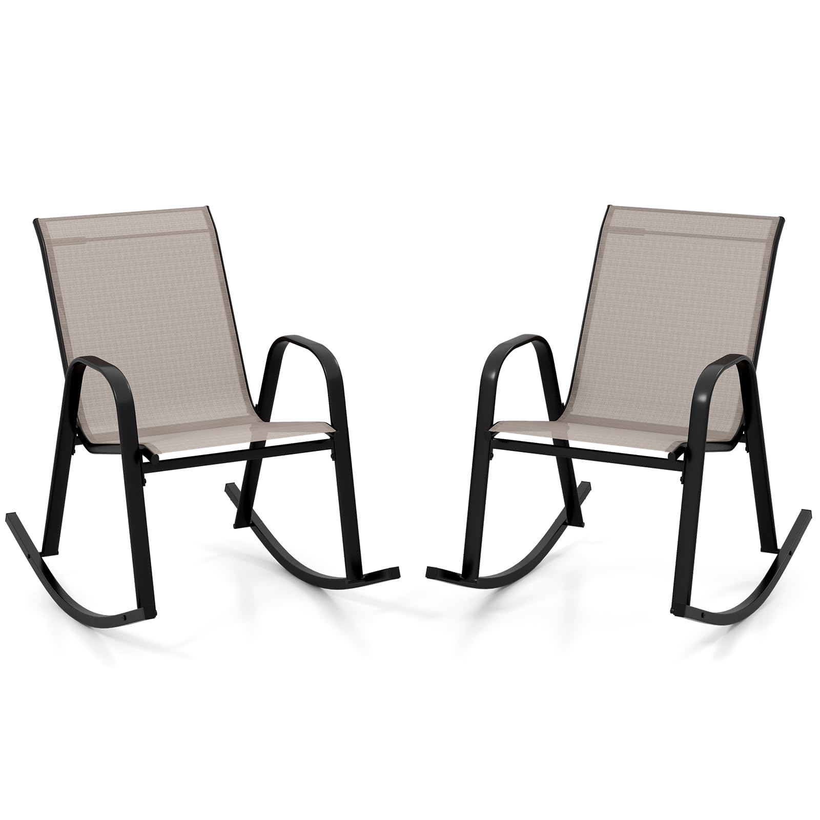 TANGKULA ガーデンチェア 2脚セット 肘掛け 耐荷重150kg ラウンジチェア パティオロッキングチェア 屋..