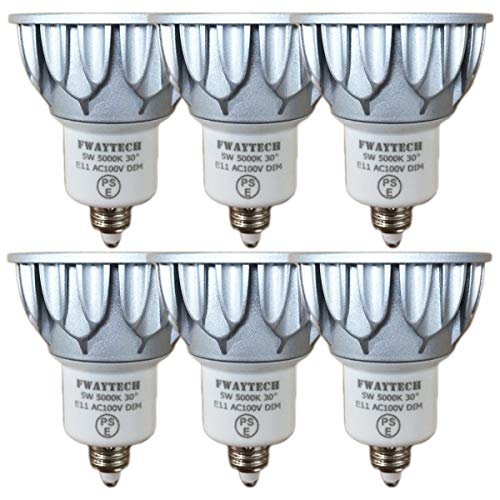 楽天SelectSHOP 岐阜 楽天市場店FWAYTECH LED電球 e11 昼白色 5W 調光器対応 高演色性Ra82 ダイクロ型40W?50W相当 中角30度 ダクトレールLEDスポットライト 密閉器具対応 （5000K昼白色相当, E11口金 調光 （本体銀） 6個）
