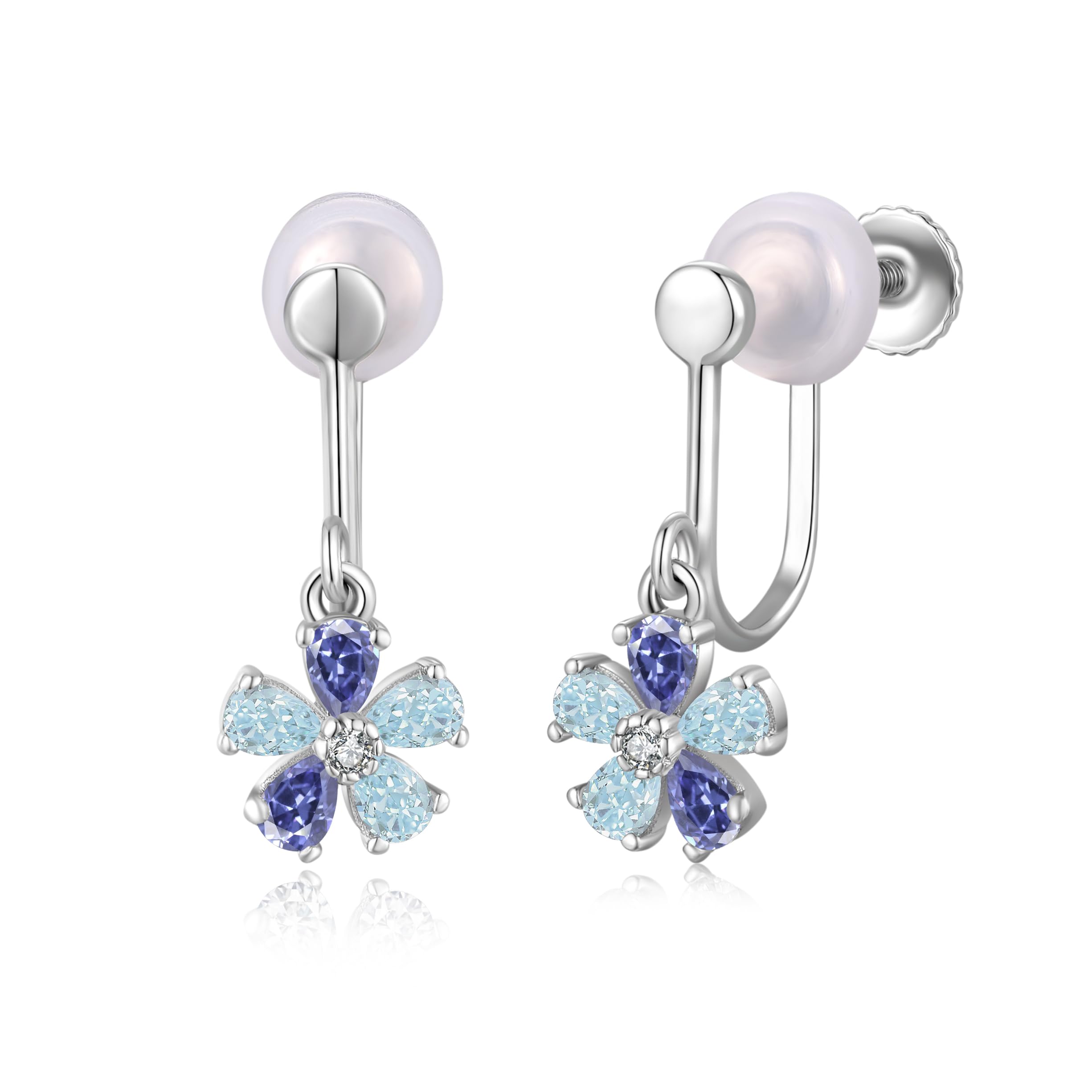 Free bird タンザナイト イヤリング レディース 人気 「美しい桜」 揺れる 金属アレルギー対応シルバー925 ノンホールピアス 和風 さくら アクアマ...