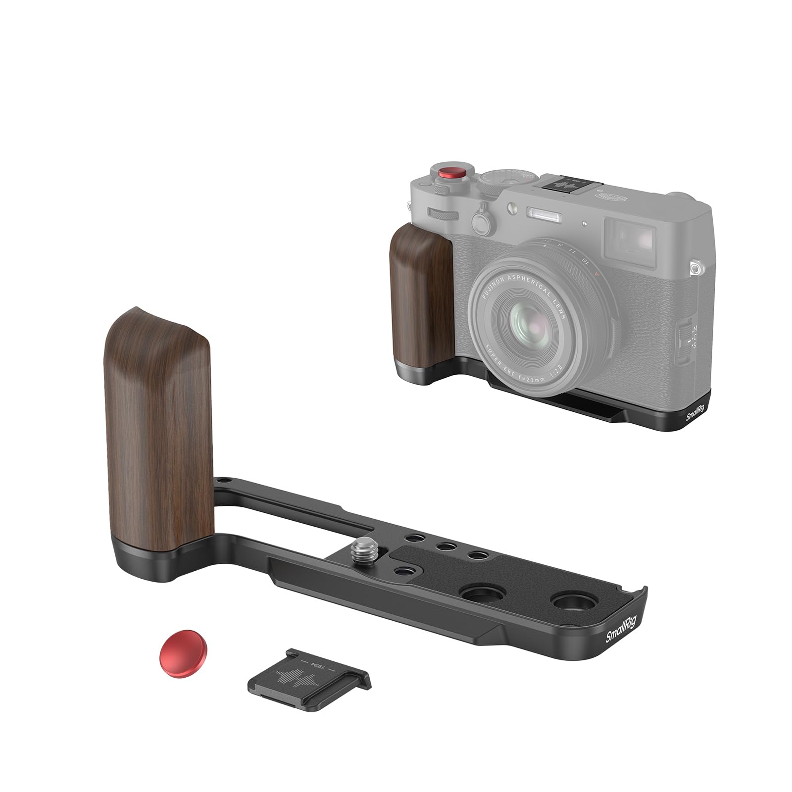 SmallRig X100VI / X100V用ハンドグリップ FUJIFILM対応X100VI / X100V専用 カメラ用木製 L 型グリップ アルカ用クイックリリースプレート内蔵 シャッターボタンとホットシューカバー付き (ブラック) 4805