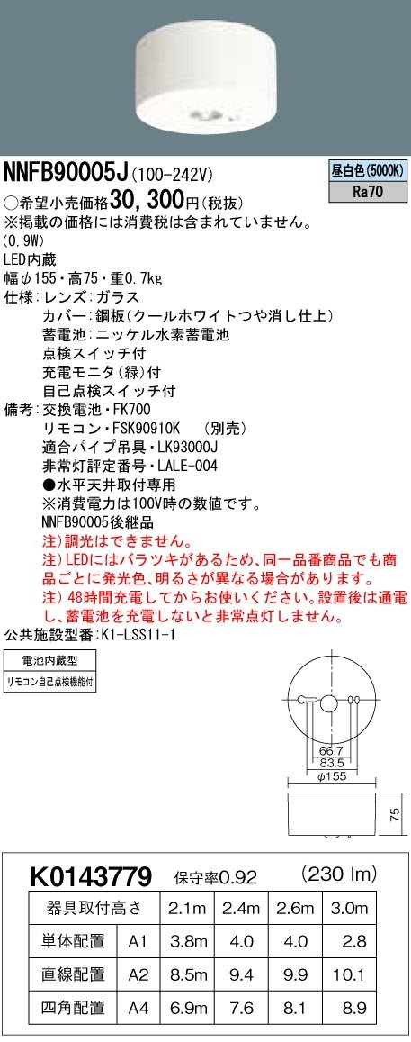 ѥʥ˥å LEDѾ ľ ŷ澮 30ʬ֥  NNFB90005J
