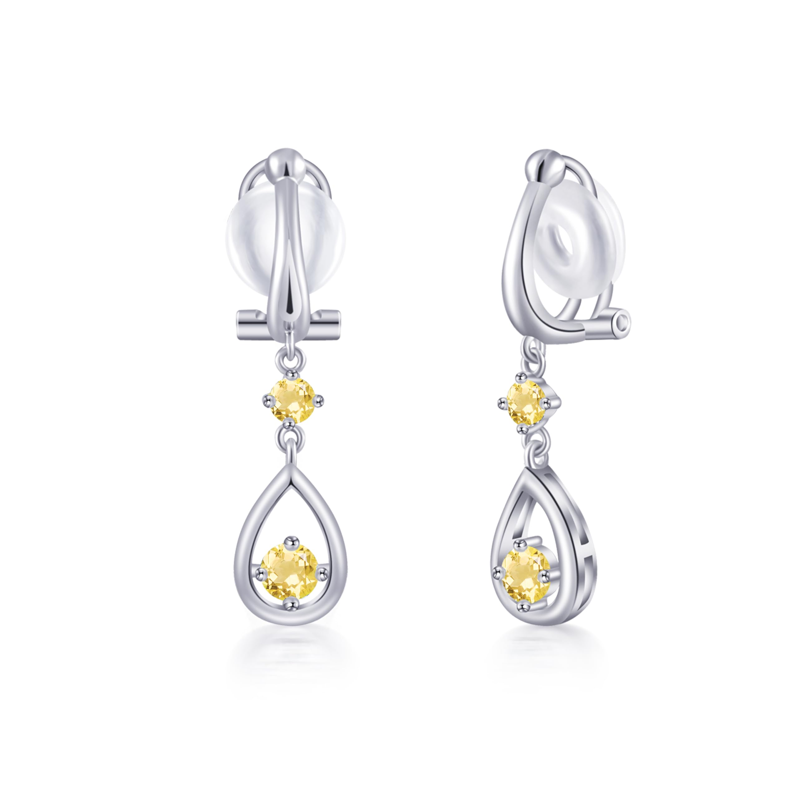 Free bird シトリン イヤリング レディース 人気 「純粋な心」 イヤリング 揺れる 金属アレルギー対応 シルバー925 ノンホールピアス 11月の誕生...