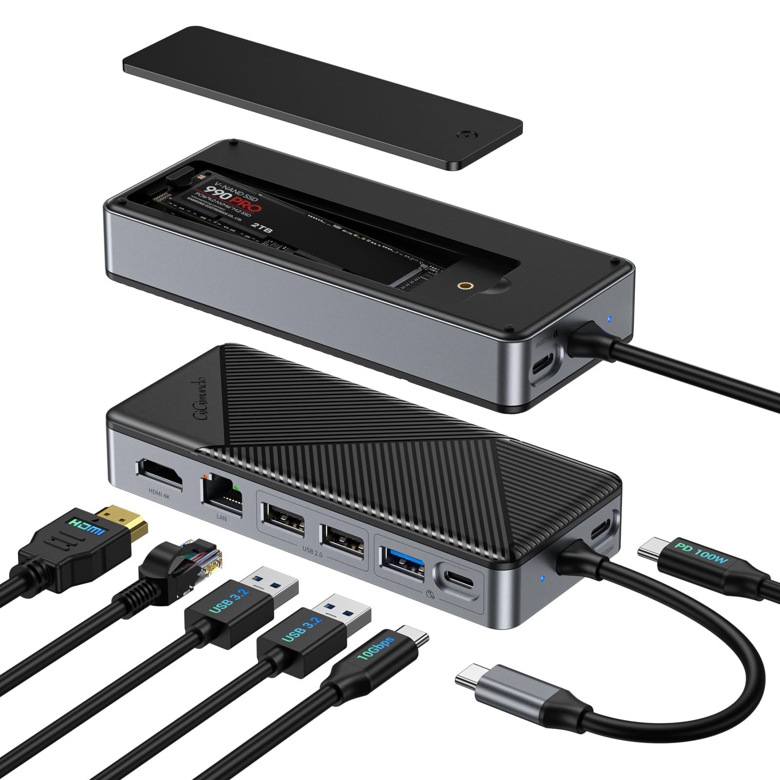 GiGimundo 8-in-1 SSD դ 10Gbps USB 3.2 Gen2 M.2 NVMe SSD󥯥㡼դ...