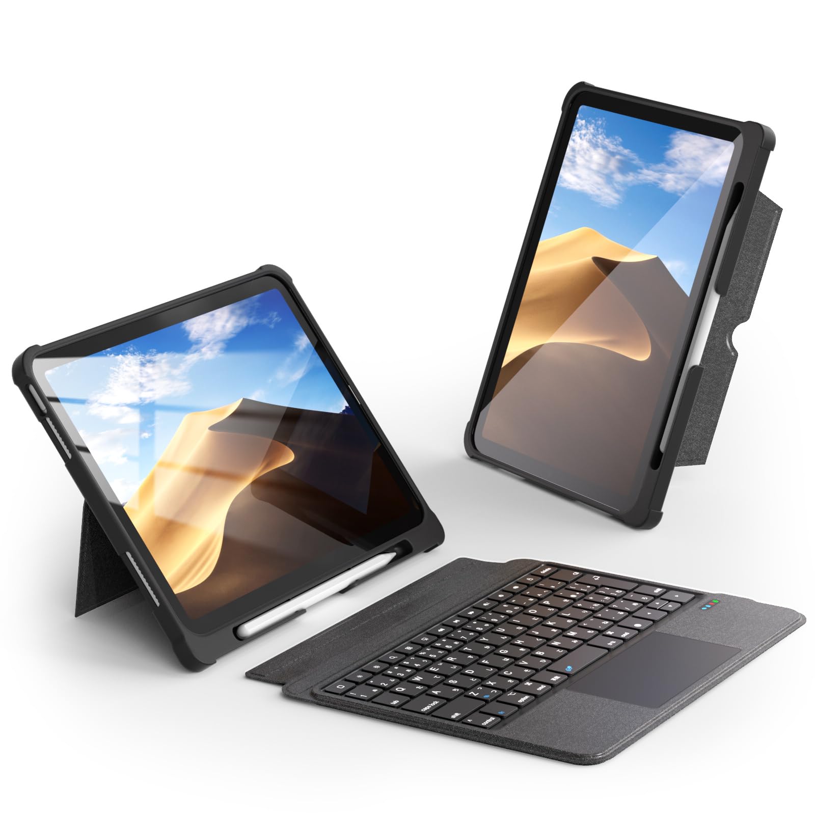 【2025業界新登場】Omikamo iPad Air M3&M2 11インチ ケース キーボード JIS日本語配列 超高精度トラックパッド付き ipad pro 11インチ キーボード 第1/2/3/4世代 横&縦置き ipadair キーボードケース