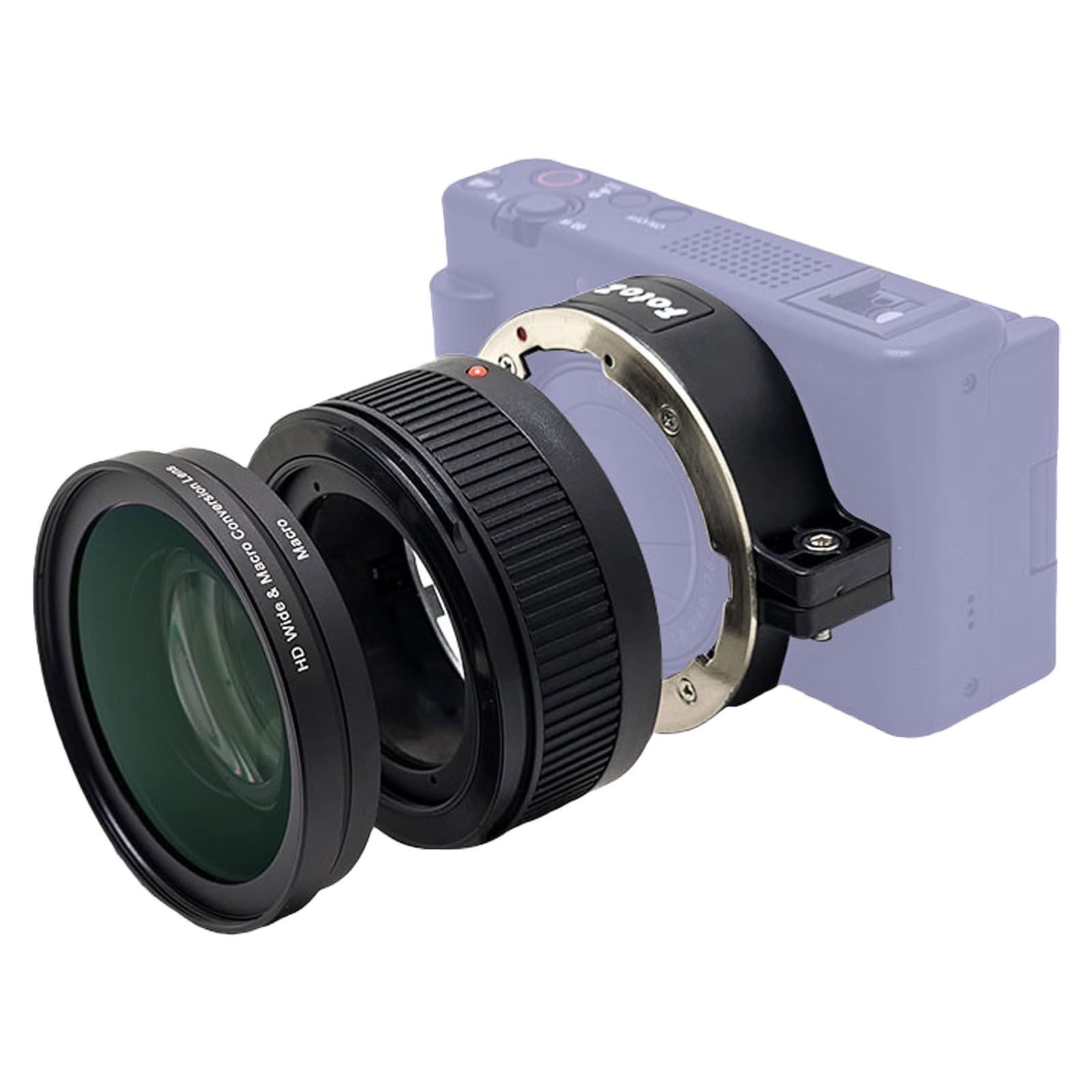 FotoZ 広角レンズ Sony Vlogcam ZV-1 M2対応 2イン1 HD広角 マクロ変換レンズ 延長チューブ付き バヨネットマウントレンズアダプター付き