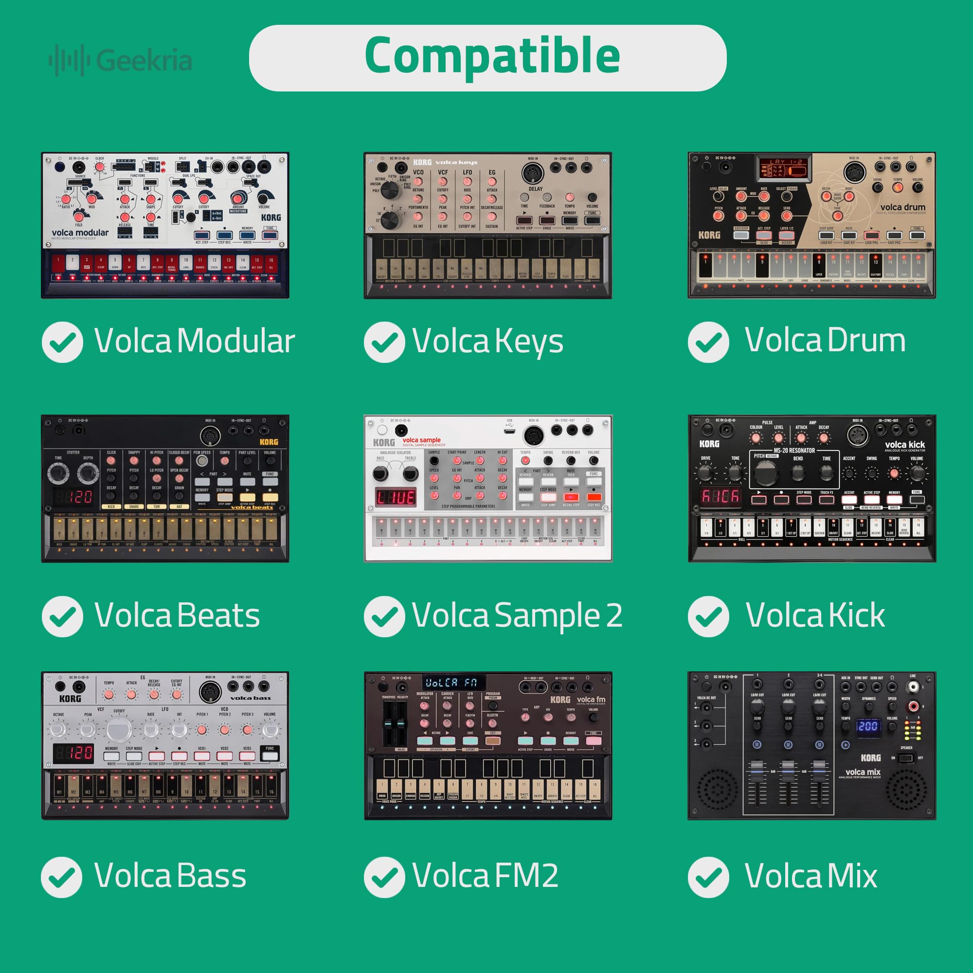 Geekria オーディオ インターフェース キャリングケース Korg Volca Drum/Volca Keys/Volca Beats/Volca FM2 / Volca Sample 2 / Volca Bass と互換性あり EVA ハードシェル