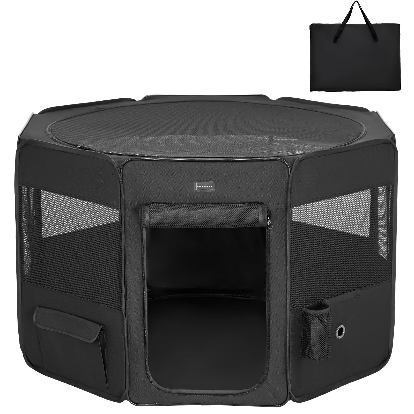 楽天SelectSHOP 岐阜 楽天市場店Petsfit 犬 サークル ペットサークル 八角形 ドッグハウス 【パッと開いてすぐ使える】 猫の産屋 猫の分娩室 折りたたみ 犬猫兼用 メッシュ 屋根付き 軽量 収納バッグ付き 部屋のインテリアに馴染み キャンプ アウトドア お出かけ用品 中大ペット