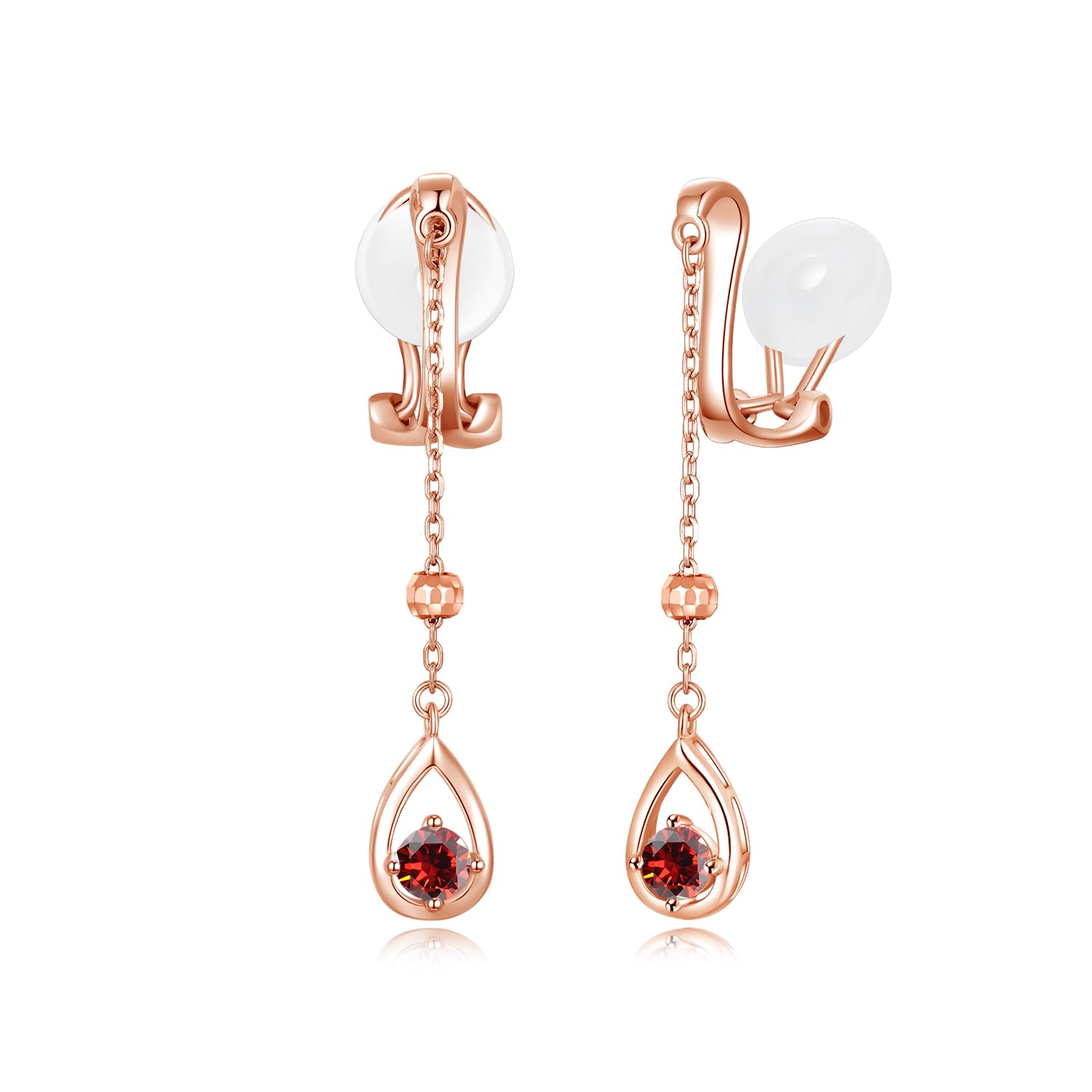 Free bird ガーネット イヤリング レディース ピンクゴールド 金属アレルギー対応 シルバー925 ノンホールピアス レディース 揺れる 誕生石 痛くな...