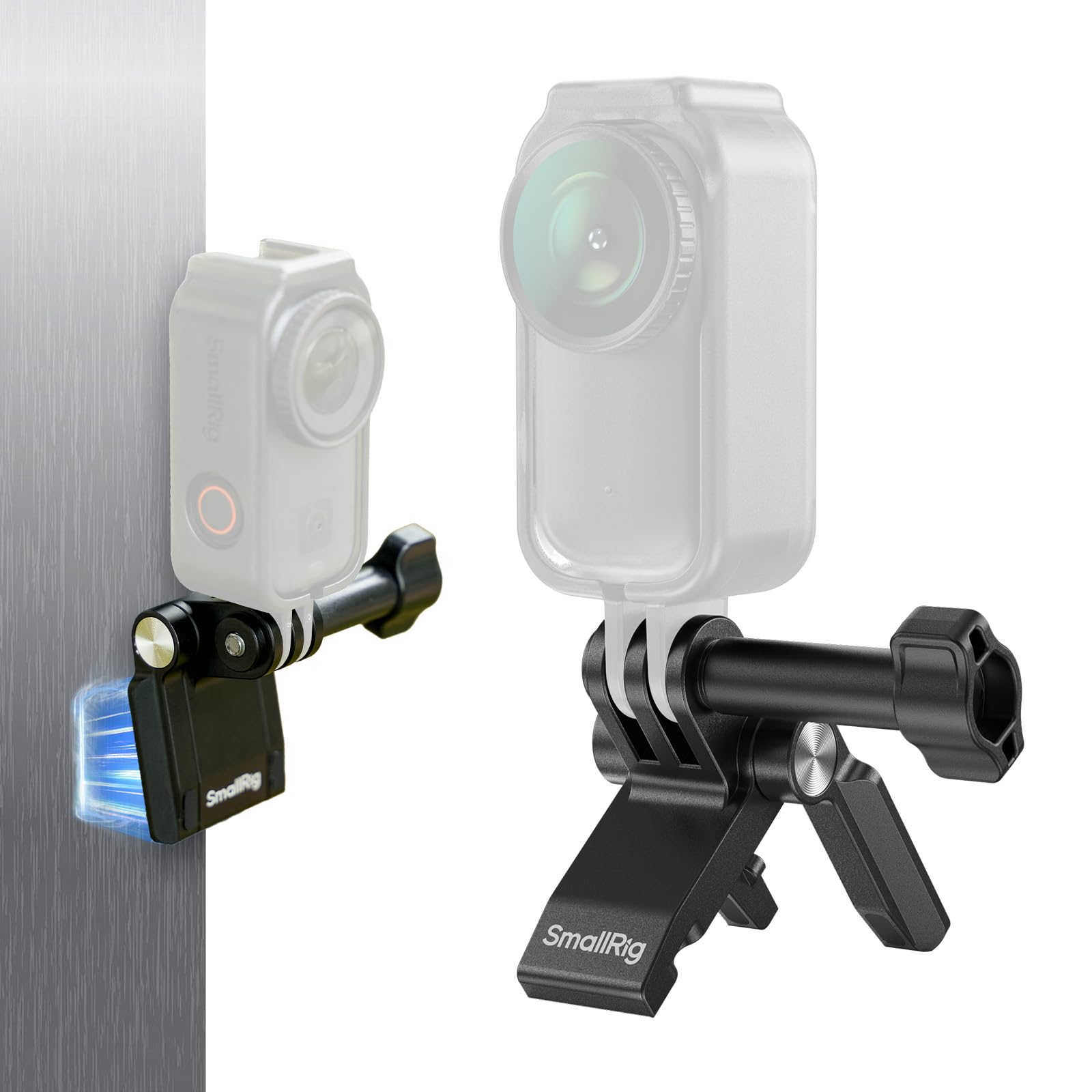 SmallRig アクションカメラ用マグネットマウント、DJI Osmo Nano/Action 4/5 pro用、GoPro Hero 13/12/11用、Arca-Swiss用クイックリリースプレート、1/4インチ-20位置決め穴、超ローアングル撮影付
