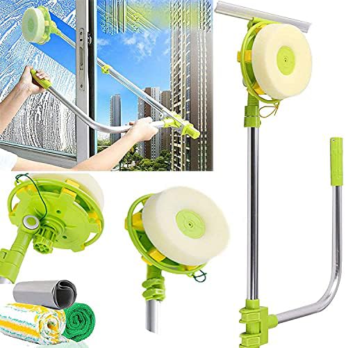DayPlus スクイージーワイパー U 形窓掃除スクイージー 高所用水切りワイパー 伸縮ポール付き 高層ビル..