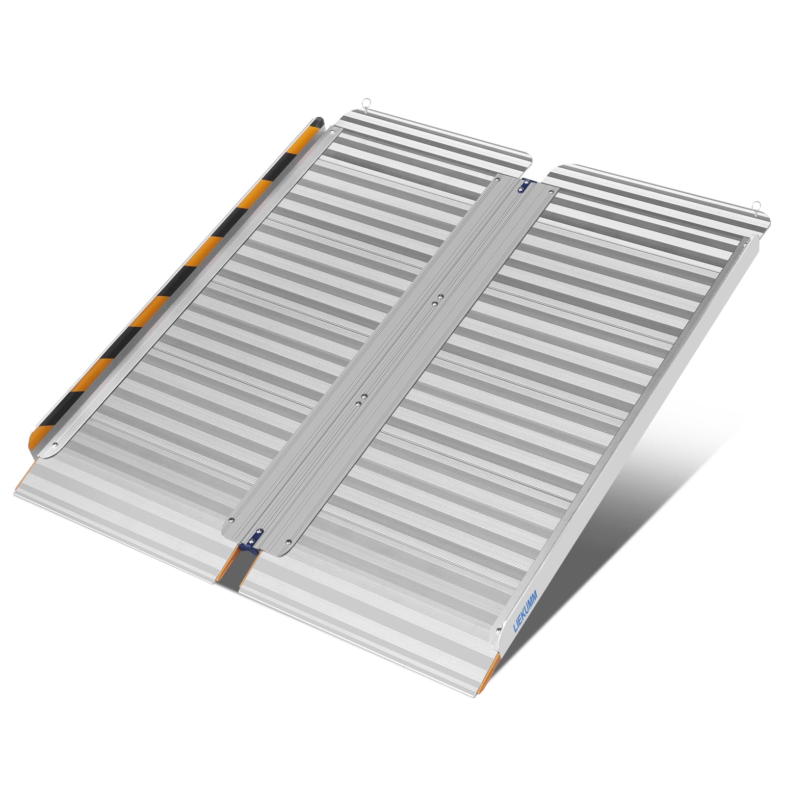 LIEKUMM 車椅子スロープ アルミスロープ 長さ91*幅77cm 耐荷重450kg 段差解消スロープ 折畳み式 滑り止..