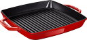 staub ストウブ 「 ピュアグリル スクエア チェリー 28cm 」 グリルパン 両手 鋳物 ホーロー IH対応 【日本正規販売品】 Grill & Frying Pan 40511-685