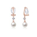 Free bird パール イヤリング レディース ピンクゴールド 「揺れる真珠」 真珠 イヤリング 揺れる 金属アレルギー対応 ノンホールピアス 18金 アク...