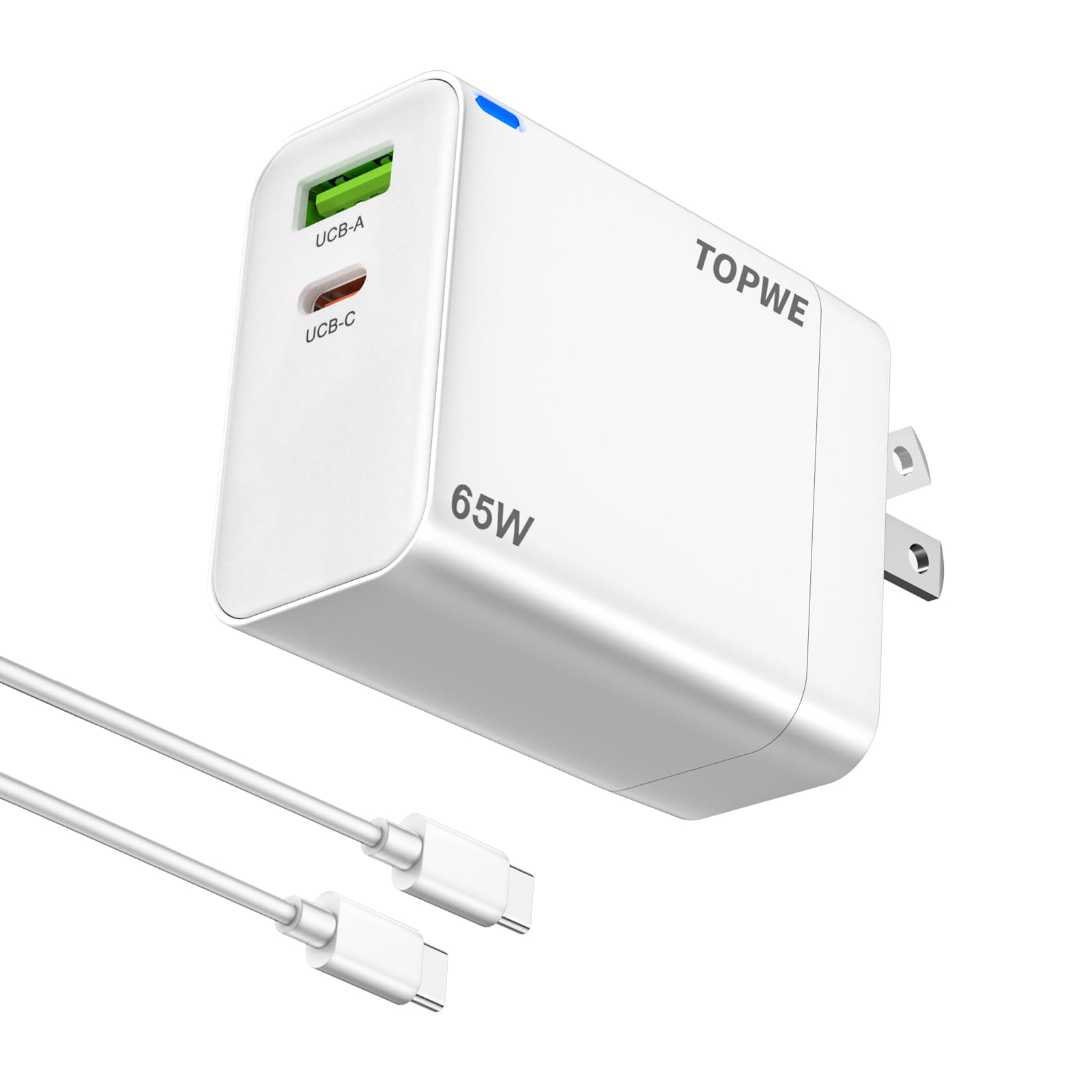 楽天SelectSHOP 岐阜 楽天市場店TOPWE 65W 急速充電器 Type-c 2ポート（1つUSB-Cポート＋1つUSB-Aポート）軽量・PD対応・同時充電・折り畳み式・PSE技術基準・持ち運び充電器 MacBook iPad iPhone Galaxy Android Xperia A