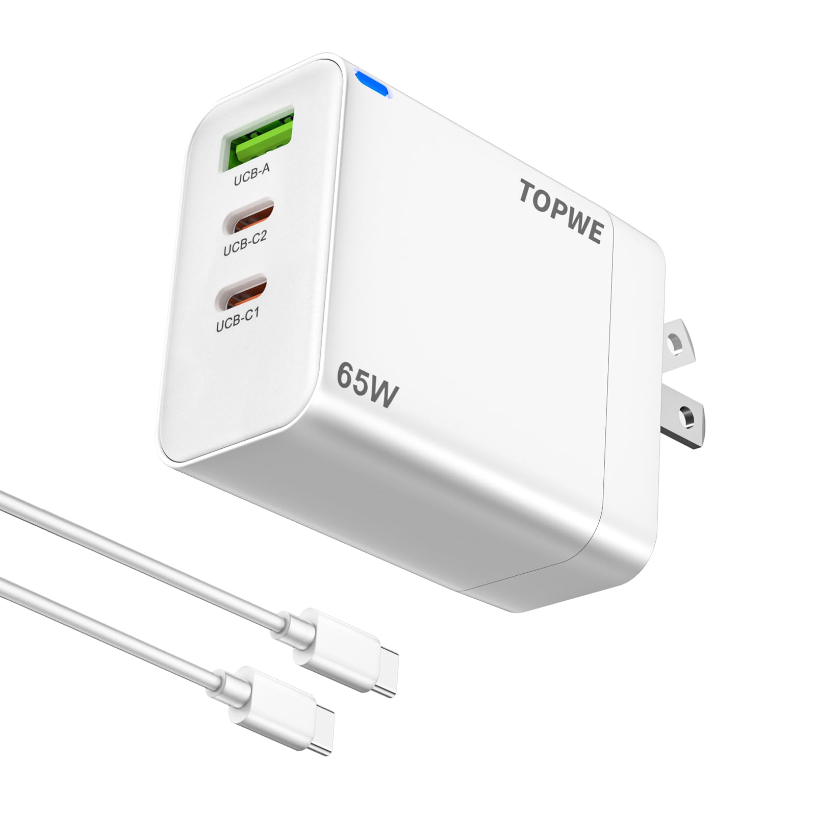 楽天SelectSHOP 岐阜 楽天市場店TOPWE 65W 急速充電器 Type-c 3ポート（2つUSB-Cポート＋1つUSB-Aポート）軽量・PD対応・同時充電・折り畳み式・PSE技術基準・持ち運び充電器 MacBook iPad iPhone Galaxy Android Xperia A