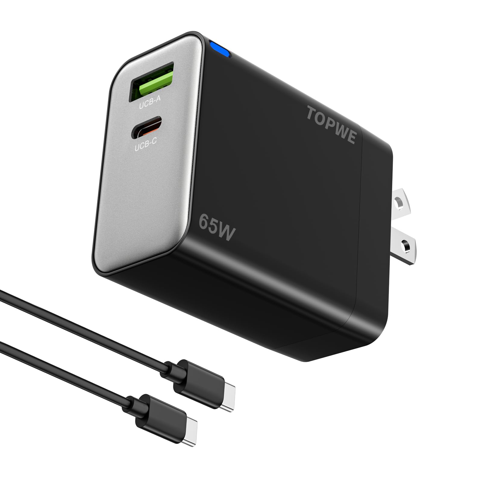 楽天SelectSHOP 岐阜 楽天市場店TOPWE 65W 急速充電器 Type-c 2ポート（1つUSB-Cポート＋1つUSB-Aポート）軽量・PD対応・同時充電・折り畳み式・PSE技術基準・持ち運び充電器 MacBook iPad iPhone Galaxy Android Xperia A