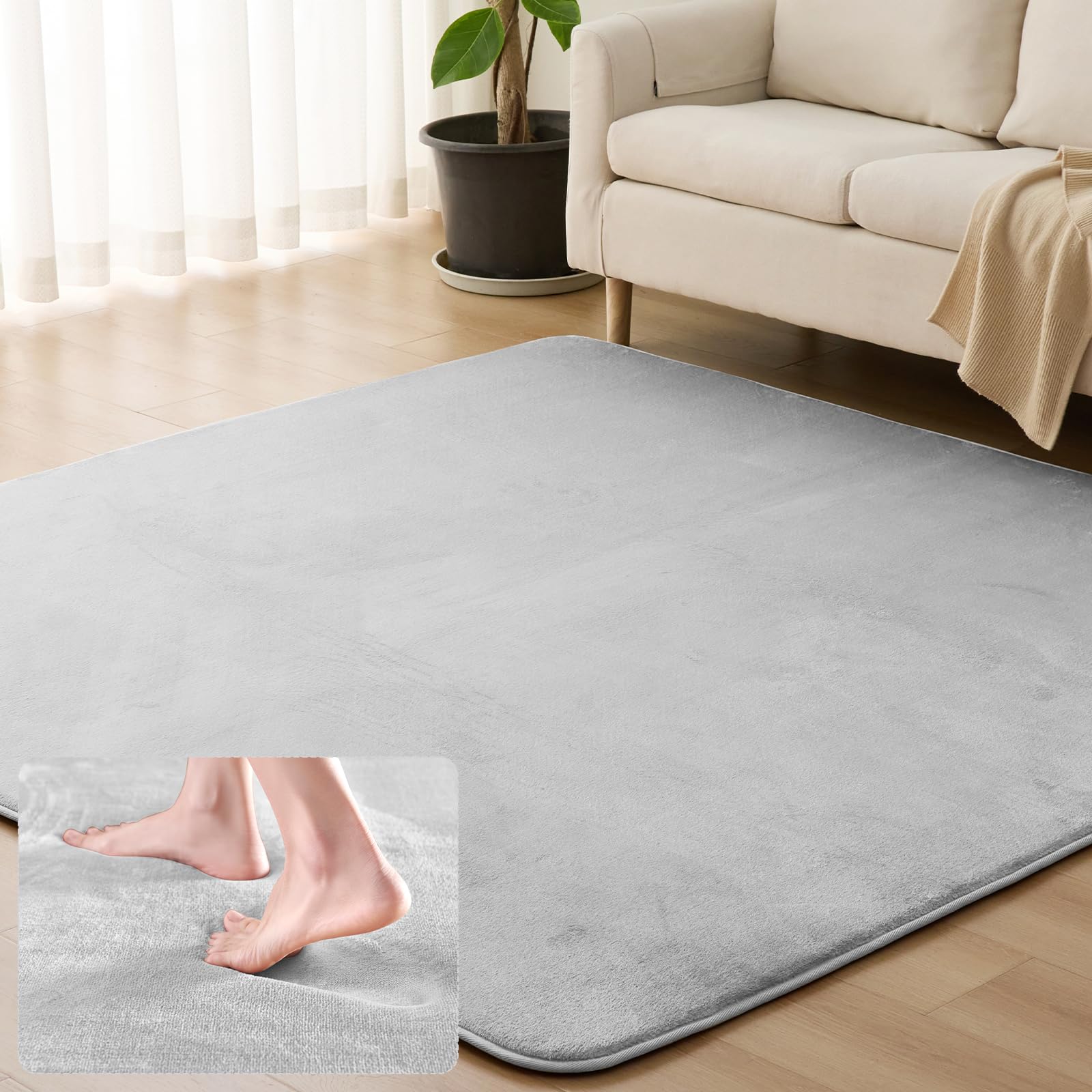 Sun Deco ラグ カーペット 厚手20mm 低反発 ラグマット 185×185cm 約2畳 絨毯 滑り止め付 防音 防ダニ ..