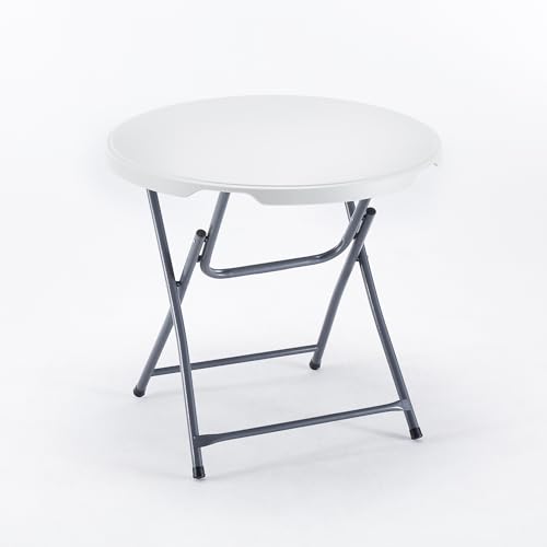 BOOSDEN 折りたたみテーブル 円型 80x74cm アウトドア テーブル ダイニングテーブル 丸 コンパクト 組立不要 食卓 円卓 リビングテーブル 軽量 イベント用 室内/屋外 ホワイト