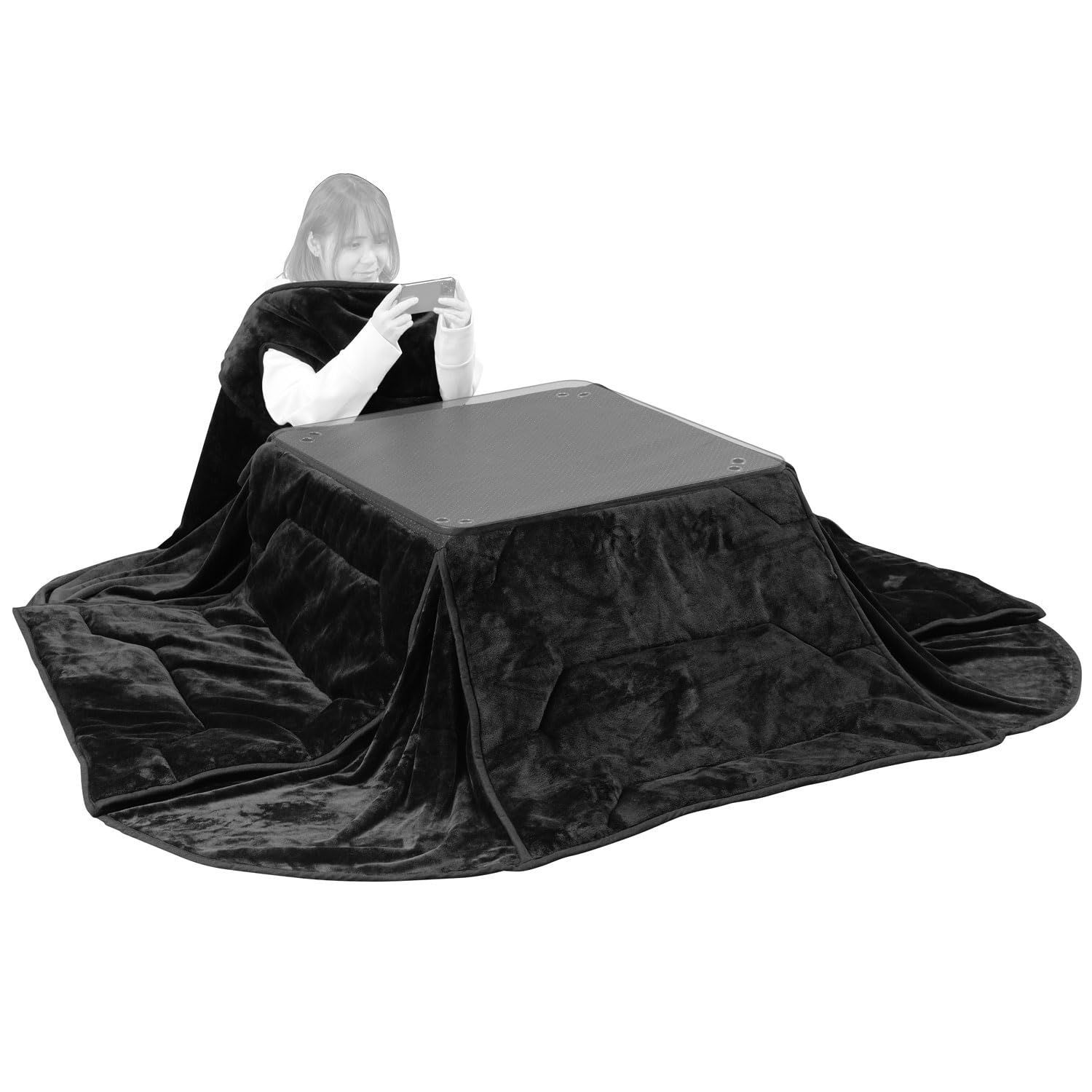 Bauhutte (バウヒュッテ) ゲーミング 着る こたつ 布団 BHK-2500KF-BK 230×250cm 手が出せるアームホール付き ブラック 黒 こたつ布団 一人用こたつ 着るこたつ 長方