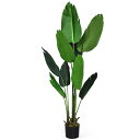 TANGKULA 人工 観葉植物 160cm フェイク 大型 フェイクグリーン 造花 人工樹木 フェイク植物 光触媒 インテリア 室内 屋外 水やり不要 枯れない (160cm)