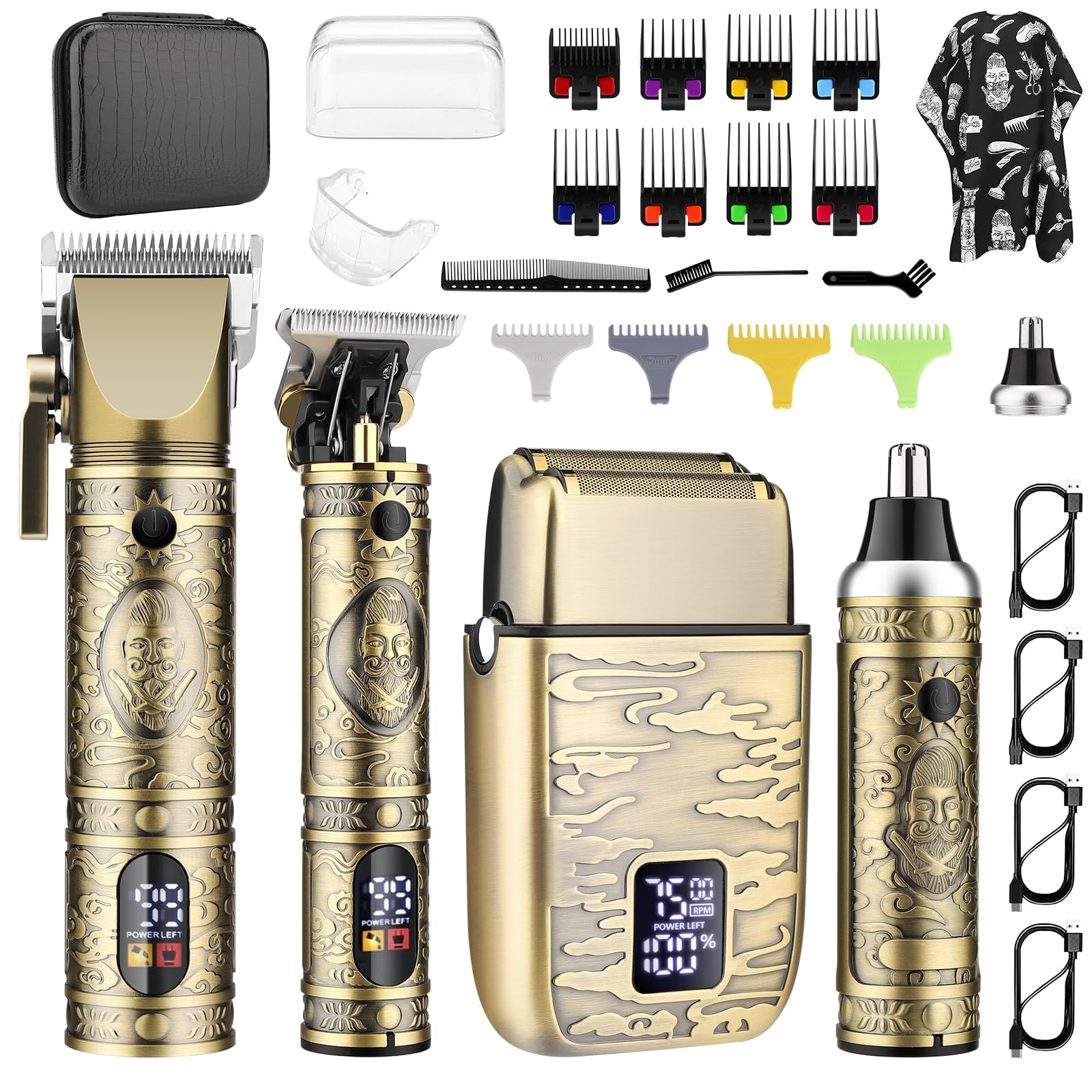 GSKY バリカンセット 電動バリカン 往復式シェーバー 鼻毛カッター USB充電式 LED表示 自動研磨 低騒音..