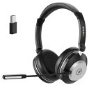 Wantek ワイヤレスヘッドセット Bluetoothヘッドセット 音量調節/単一指向性ノイズキャンセリングマイク/USB2.4Gドングル PC用ヘッドセット 無線 Bluetooth5.2 オンイヤーヘッドセットハンズフリー通話 46時間の通話時間 収