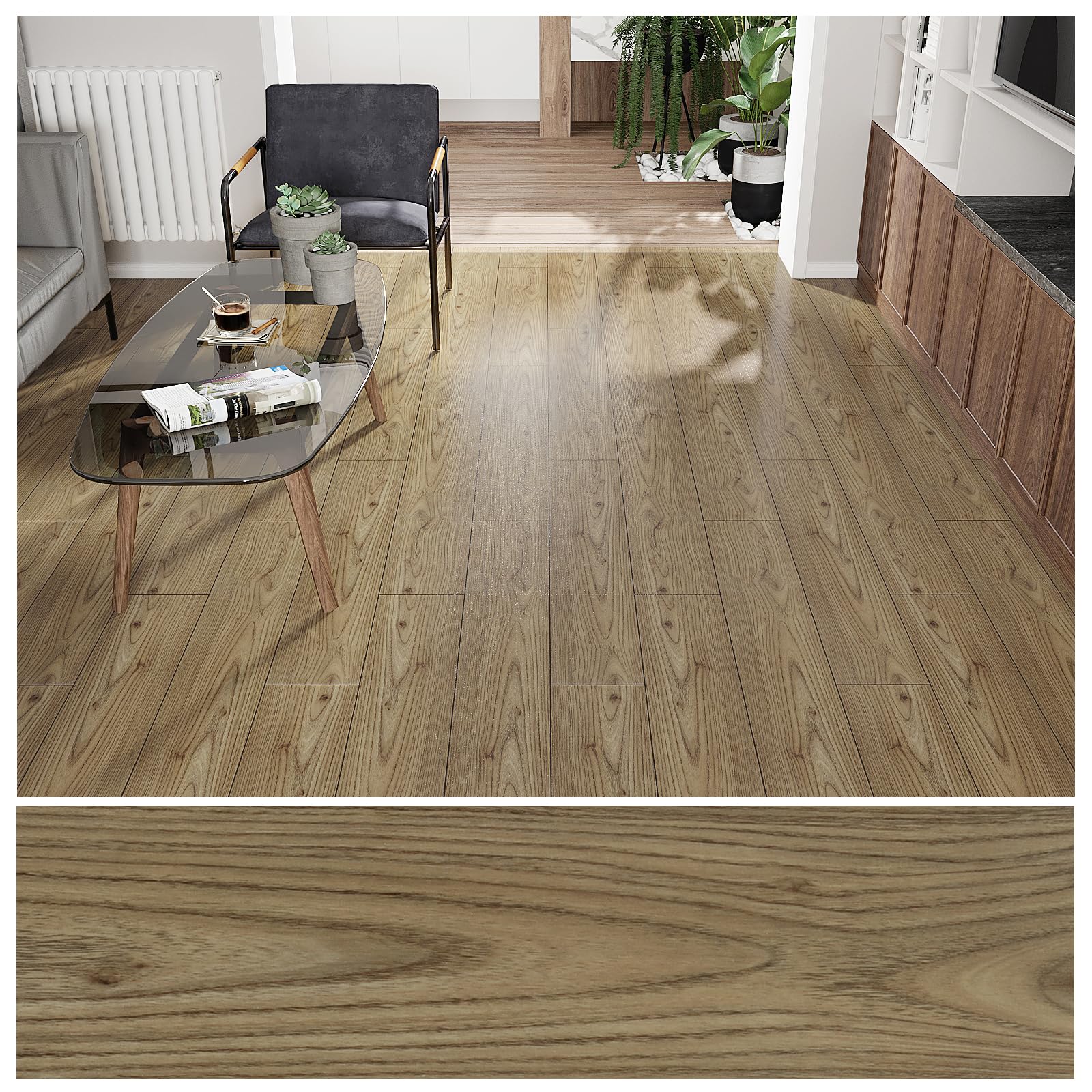 VEELIKE フロアタイル 床タイル 木目調 ライトブラウン フローリングシート 3畳分 36枚セット フロアシート 床材 リメイクシート マット はがせる 置くだけ 接着剤不要 リフォーム DIY 床デコ フローリング 補修 床 壁 模様替え 防水 防