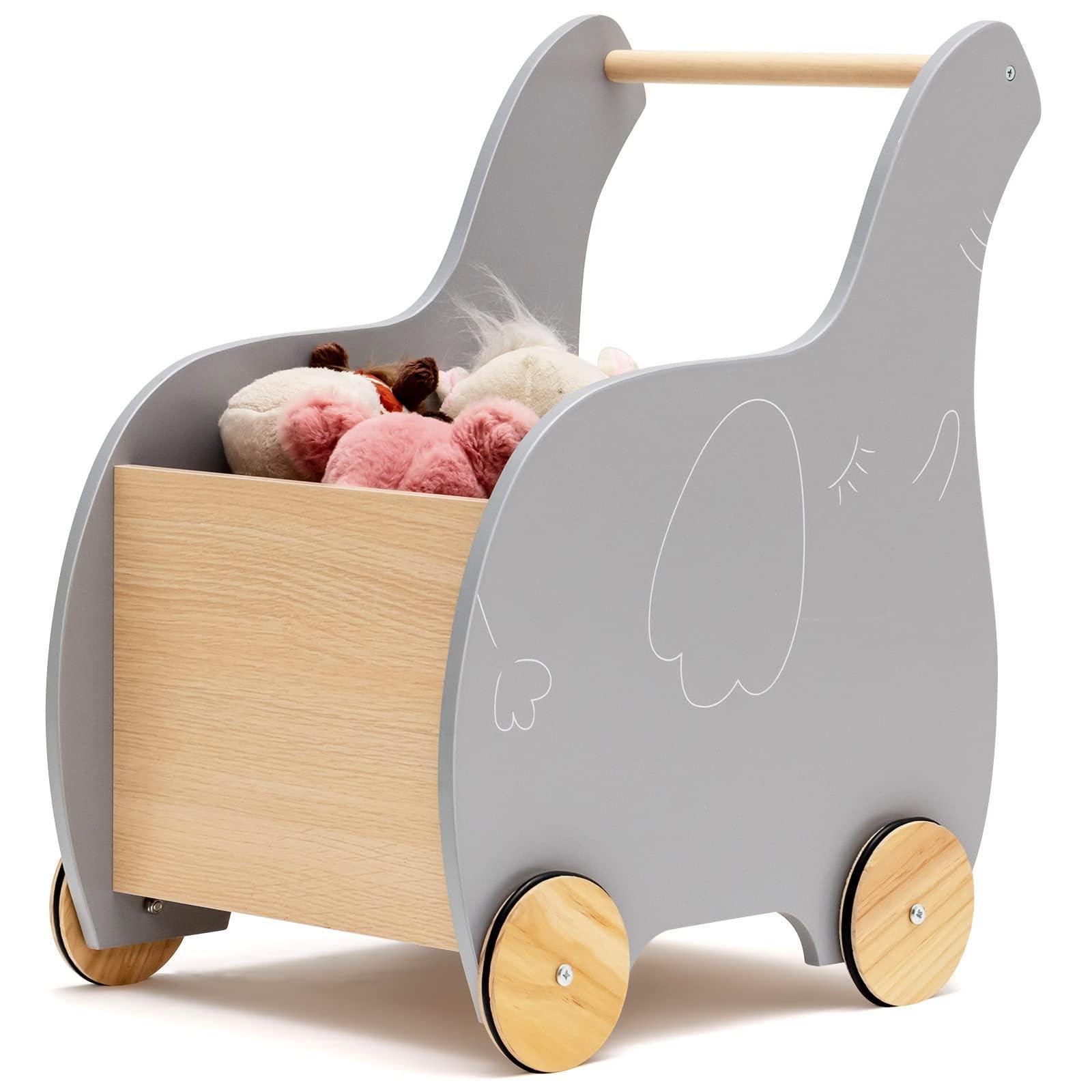 GIANTEX おもちゃ収納 手押し車 ておしぐるま キッズワゴン おもちゃ収納 押し車 知育玩具 歩行練習 歩き始め おもちゃ ベビーファーストウォーカー よちよち歩き 幼児 赤ちゃん つかまり立ち 出産祝い 誕生日プレゼント 男の子 女の子 (グレー)