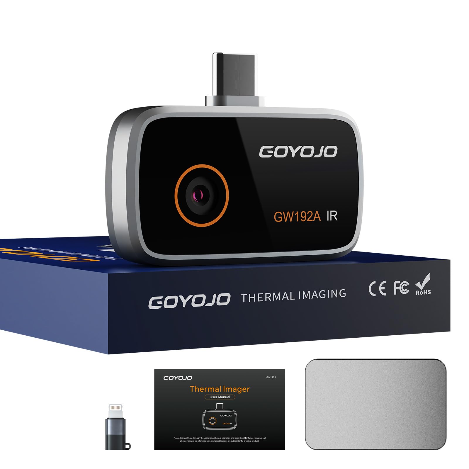 楽天SelectSHOP 岐阜 楽天市場店GOYOJO サーモグラフィー サーマルカメラ 赤外線カメラ iOS14.0以上／Android7.0以上対応 192x192 IR解像度、25Hzフレームレート、-20°C・400°C温度範囲 水漏れ検出 HVAC 電気配管 自動車修理 家庭検査 DIY