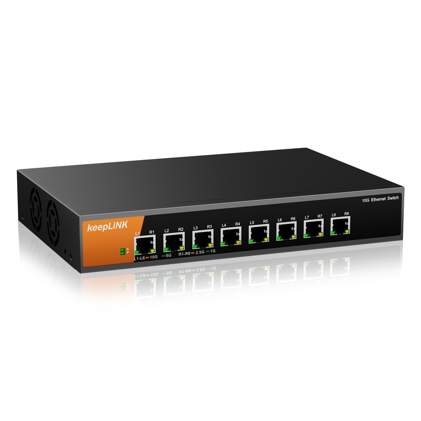 keepLiNK 8ポート10gbps スイッチングハブ 金属筐体 設定不要 プラグアンドプレイ デスクトップ設置またはラックマウントに対応