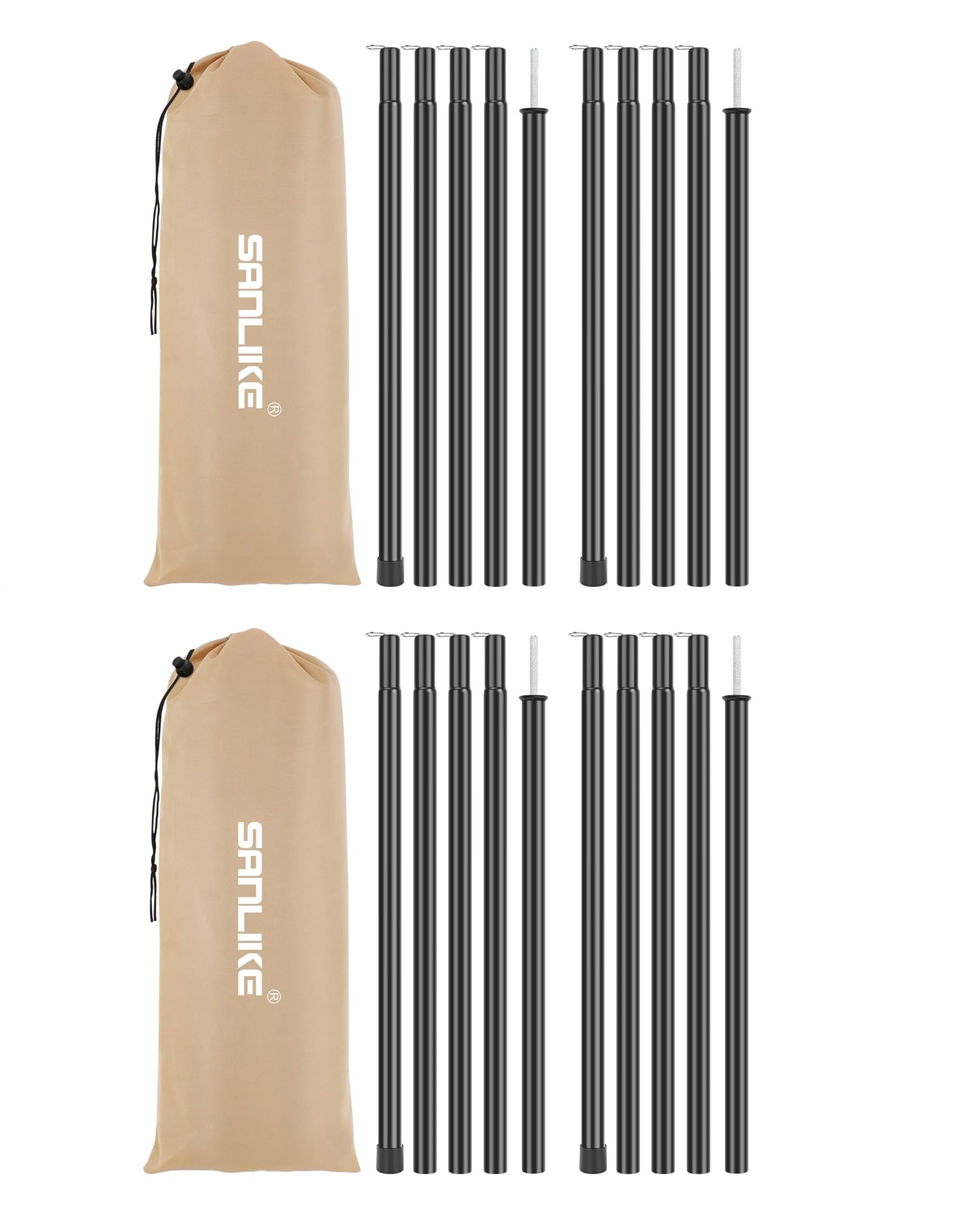 Rakuten - サンライク（SANLIKE） タープポール テントポール 直径19mm 長2.0m 5節継 スチール製 サブポール キャンプ用品 アウトドア 設営用 キャンプポール (4本セット)